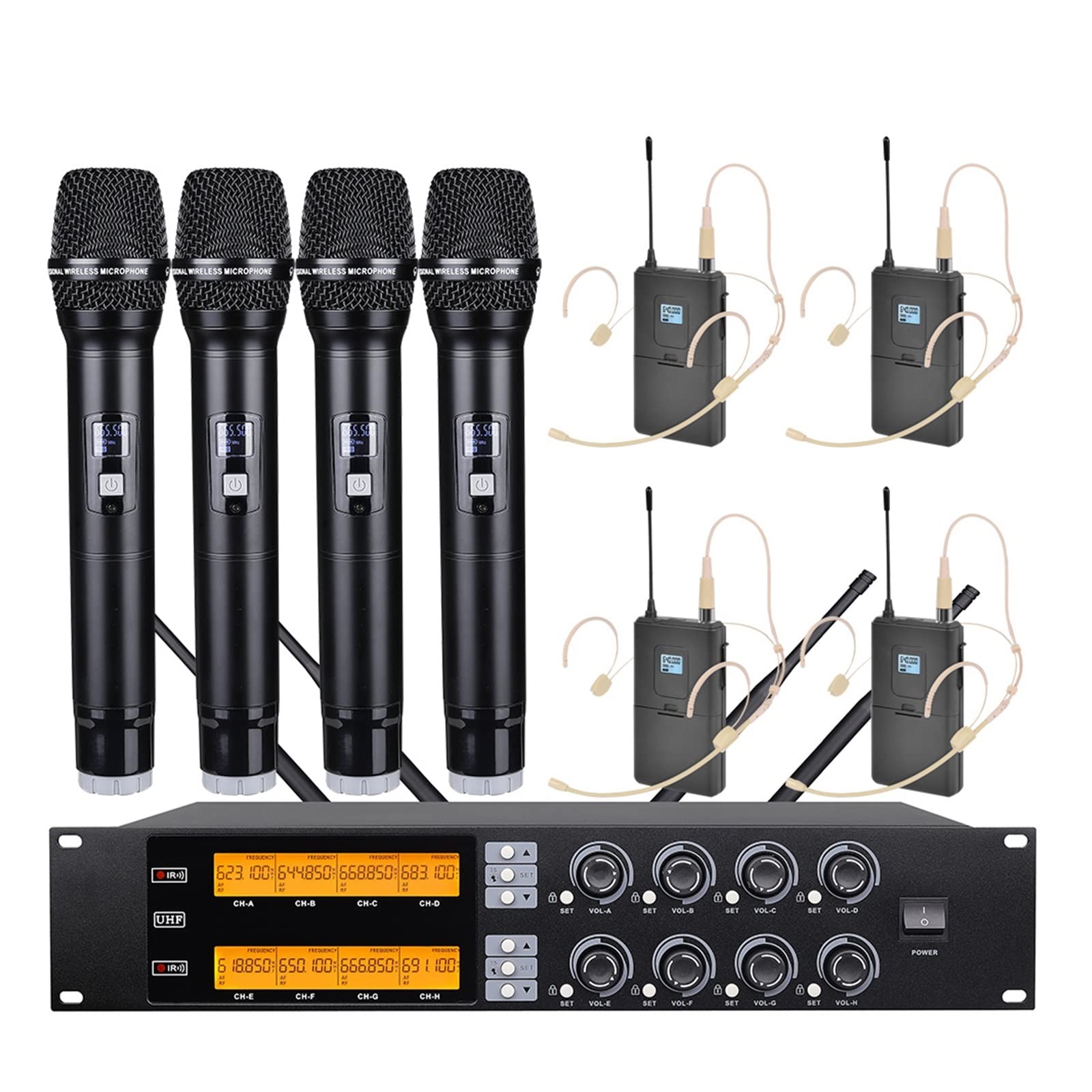 Bezprzewodowy domofon do domu Profesjonalny mikrofon bezprzewodowy UHF 8-kanałowy mikrofon ręczny Mikrofon krawatowy Występ na scenie Mikrofon konferencyjny(Hand-held headset)