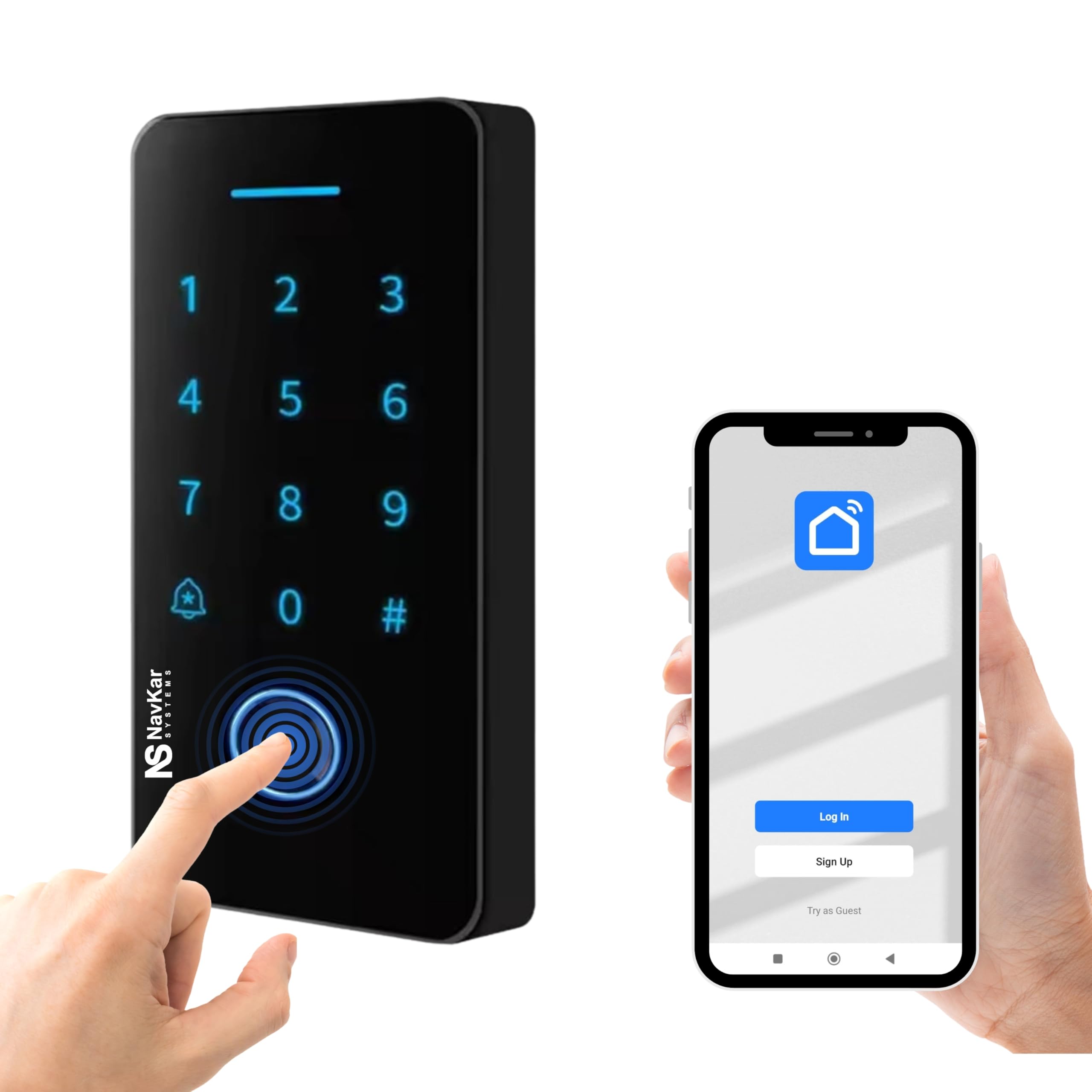 WB-02 Weatherproof Finger Card Pin Mobile App Access Control Panel, Can Operate Any Electronic Lock Using Finger Card Pin Remote Smart Life App, Remote not Included