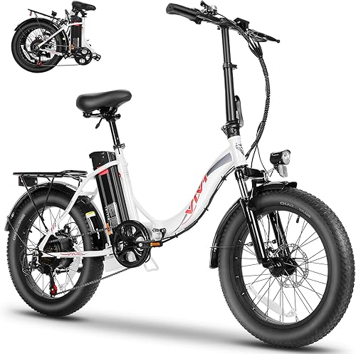 Vivi MT20 Bicicleta eléctrica plegable de 20 pulgadas con motor de 500 W, batería extraíble de 48 V, 374.4 Wh, bicicleta eléctrica de paso a través