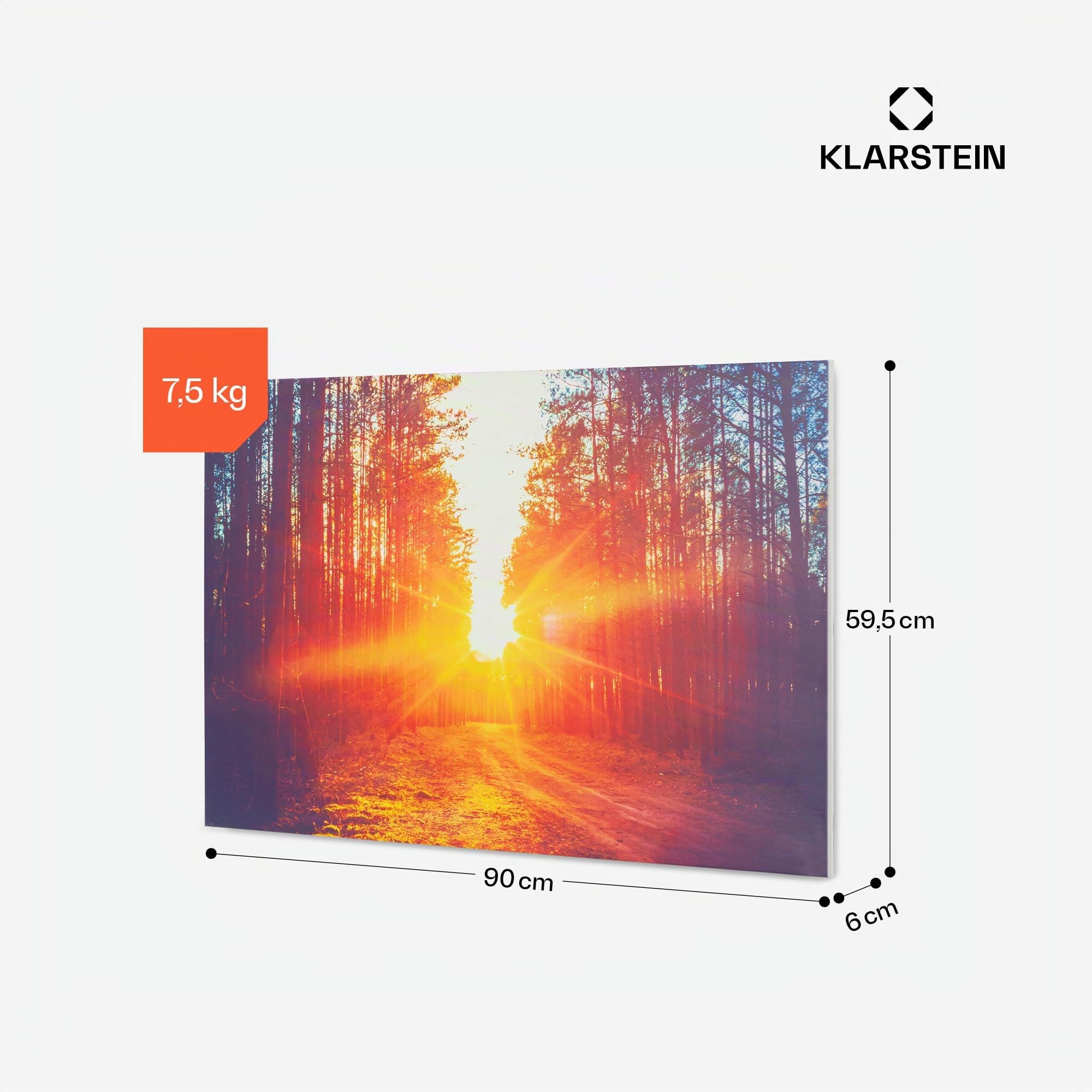 Klarstein Radiador Infrarrojos Pared Potencia, 720W, Placa Calor Bajo Consumo, Panel Radiante Bajo Consumo, Panel Infrarrojos Calefaccion, Calefactores Infrarojos Radiante Pared