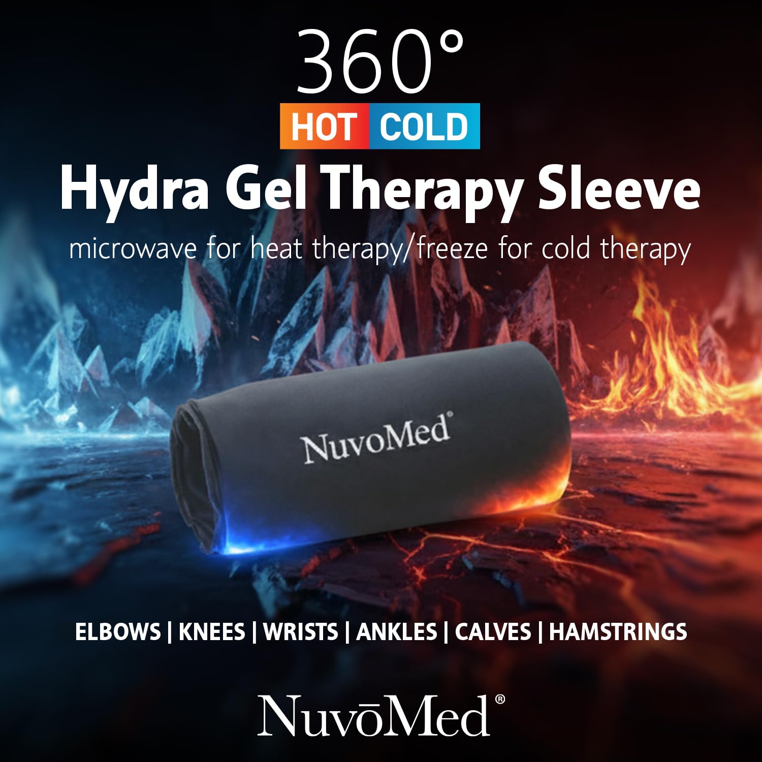 NuvoMed Impacco riutilizzabile in gel caldo e freddo, impacco flessibile in gel idraulico, adatto al microonde e al congelatore, copertura a 360° per ginocchia, gomiti, caviglie, polsi e polpacci