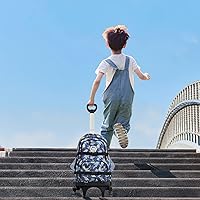 Vista 7 de Carrito de mochila, carrito con ruedas de aleación de aluminio, carrito plegable para mochila escolar, carrito de equipaje de 6 ruedas con protector