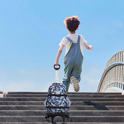 Miniatura 7 de Carrito de mochila, carrito con ruedas de aleación de aluminio, carrito plegable para mochila escolar, carrito de equipaje de 6 ruedas con protector