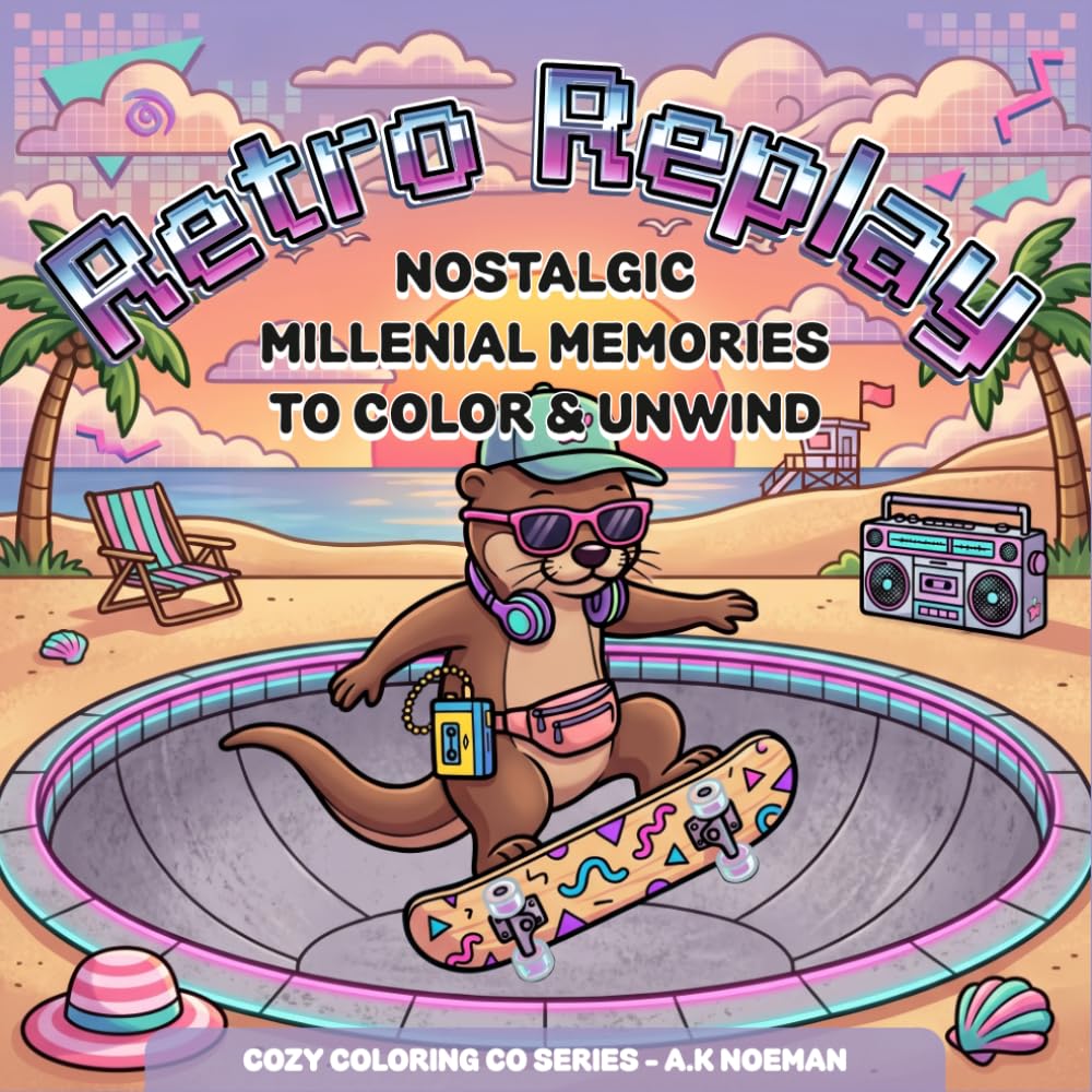 Retro Replay Coloring Book for Adults: Nostalgic Millenial Memories to Color and Unwind (Cozy Coloring Co.)