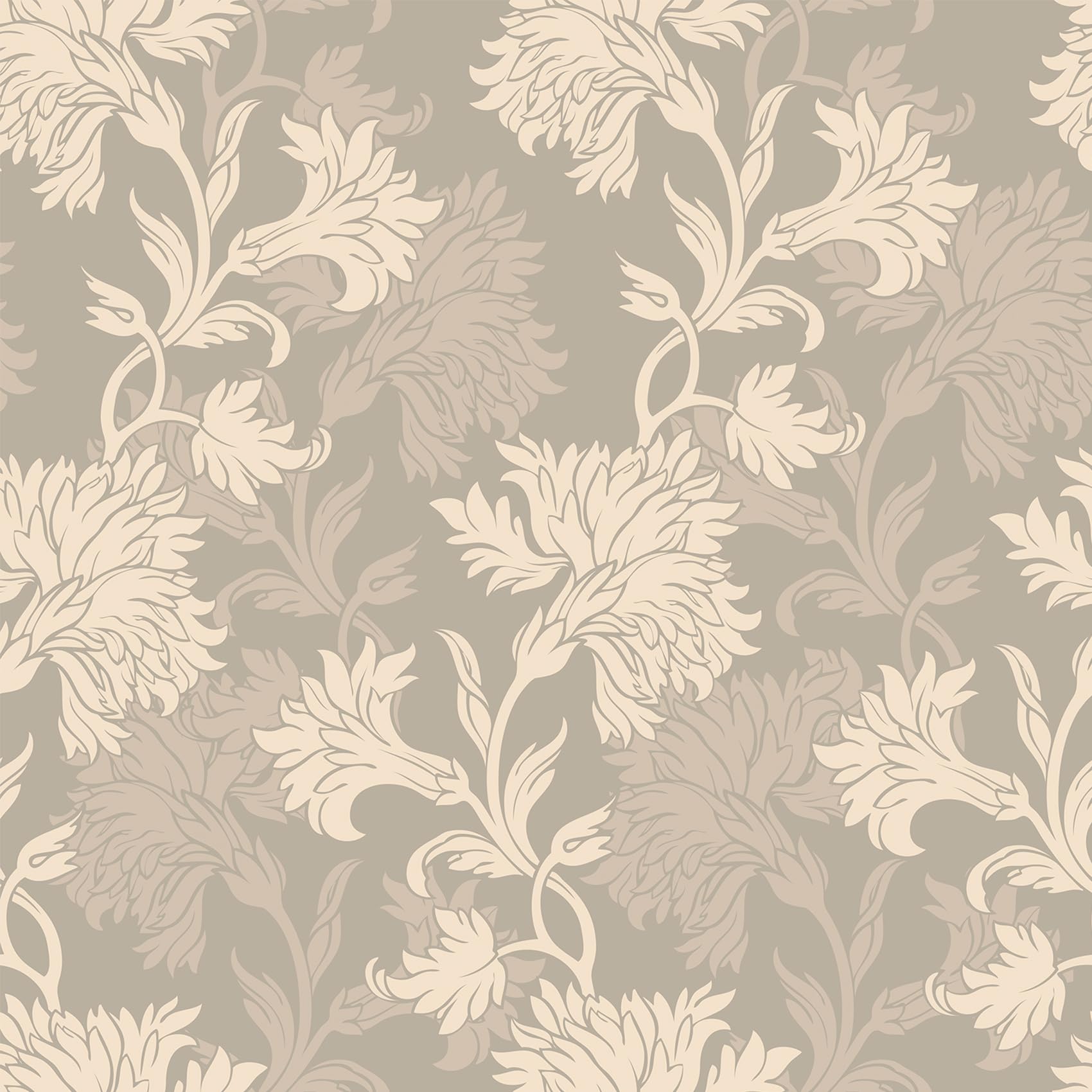 LACHEERY 44.5cm x 700cm Papier Peint Adhesif Mural Beige Motif Fleur Rouleau Adhesif Decoratif Mural Salon Vinyle Papier Peint Floral Creme Lavable Vintage Film Autocollant Meuble pour Salle de Bains