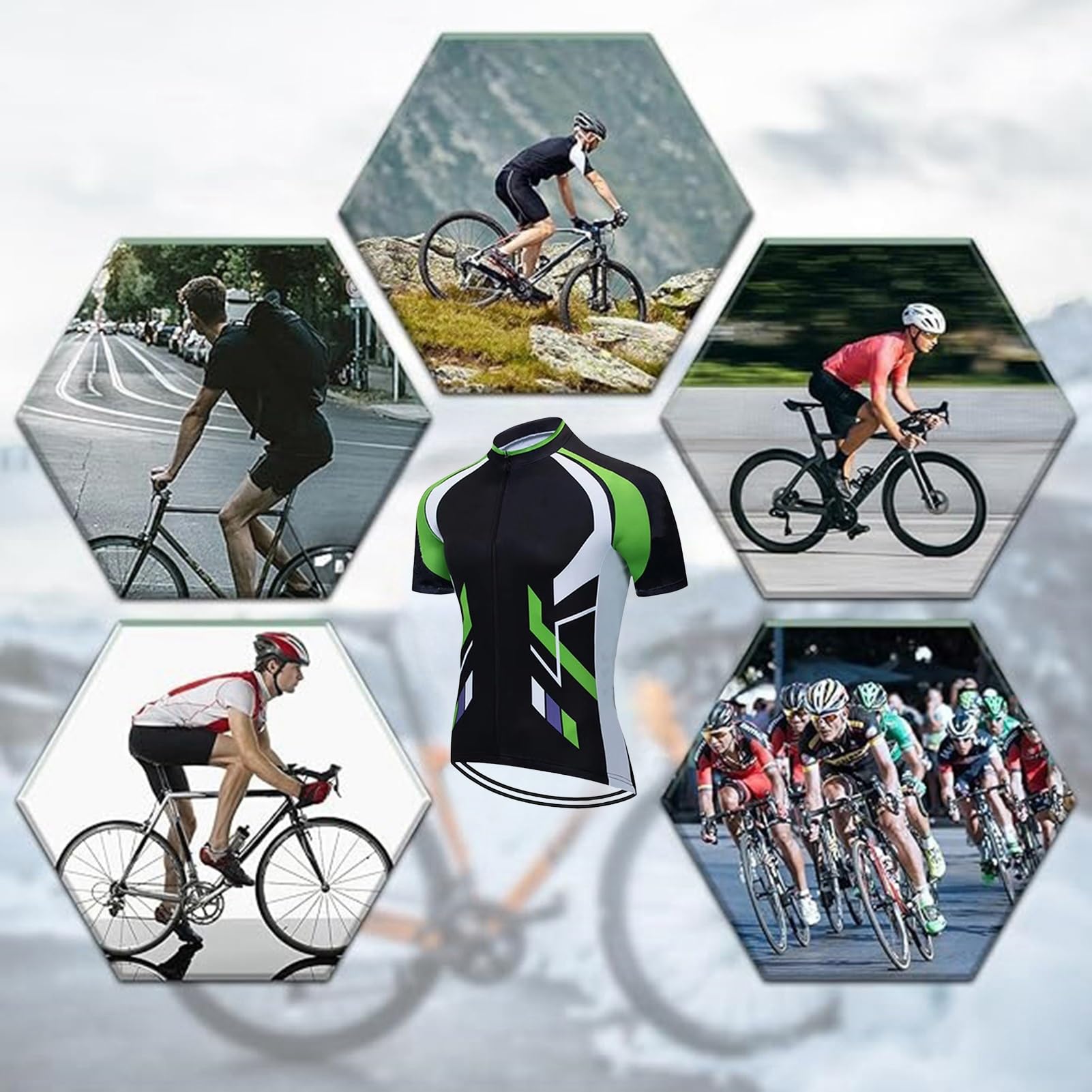 Maillot Ciclismo Corto De Verano para Hombre, Ropa de Ciclismo MTB, Manga Corta y Pantalones Cortos con 19D Gel, Transpirable y de Secado rápido
