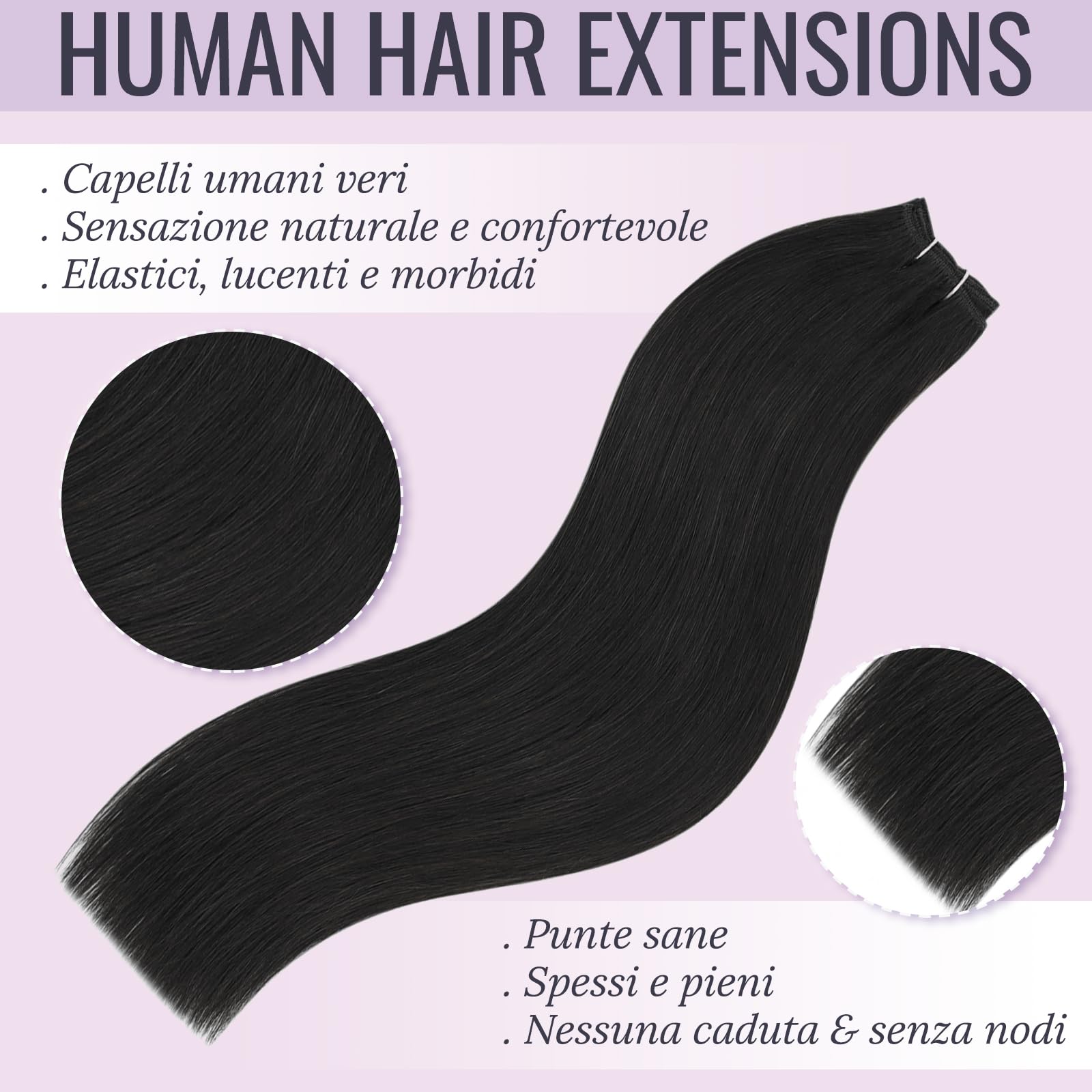 Fshine Extension Capelli Tessitura Neri Jet Extension Cucite Capelli Veri Lisci Brasiliani Remy Human Hair 100g 35cm Bundles Extensions Professionali #1 Matrimonio | Raw Hair Tessitura, Texture morbida setosa, aspetto naturale, occasioni quotidiane, uso p