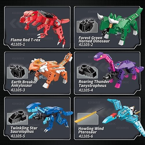 Miniatura 3 de LITTLE FROGGY Robot STEM 6 en 1 Transformación Dinosaurio Guerrero Vehículos Kit de bloque de construcción para niños compatible con ladrillos Lego,