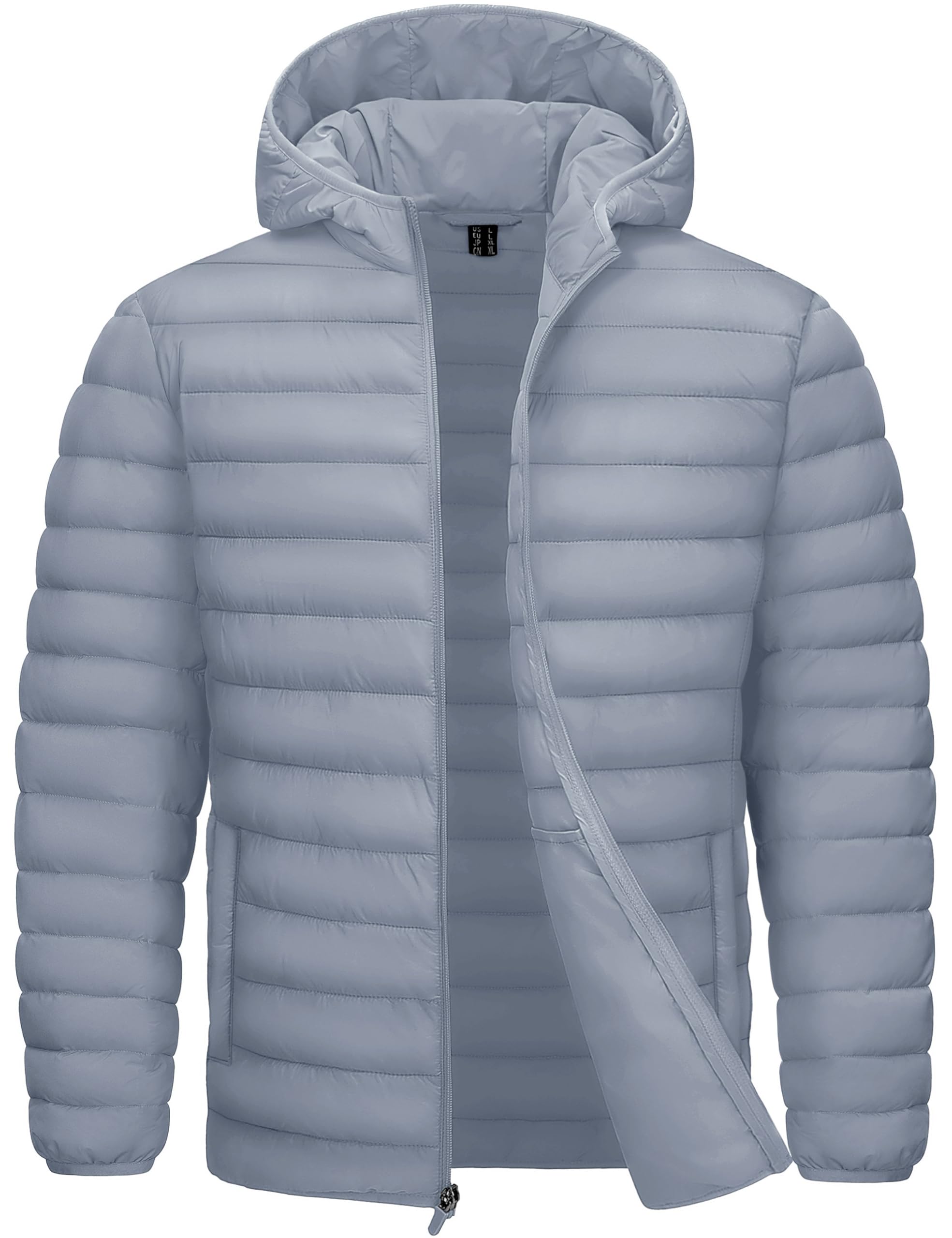 TACVASEN Men's Lightweight Puffer Jacket with Hood Water Resistant Windproof Insulated Jacket Quilted Lined Winter Coats