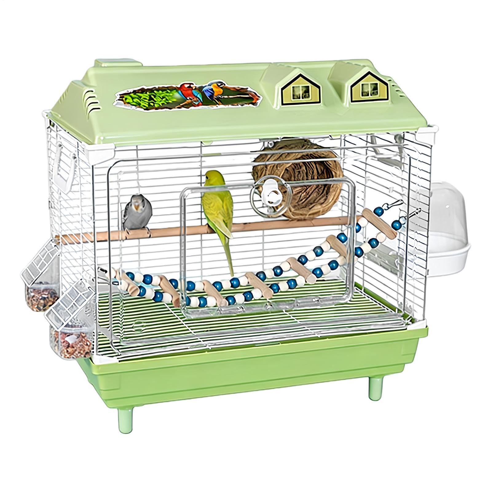 Cage pour Calopsitte Transporteur Transparent Portable pour Calopsittes | Habitat Pour Perruches Avec Perche En Bois pour Perroquets Cacatoès Aras Conures et Canaris d'Intérieur