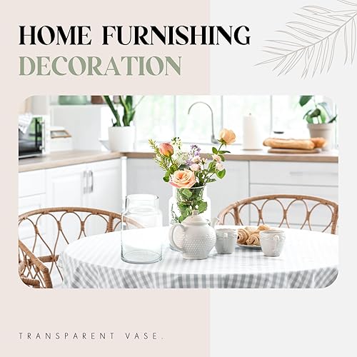 Miniatura 4 de 2 jarrones de vidrio grandes de 9 pulgadas para ramo, jarrón de boca ancha para centros de mesa, jarrón grande para flores, jarrones de vidrio