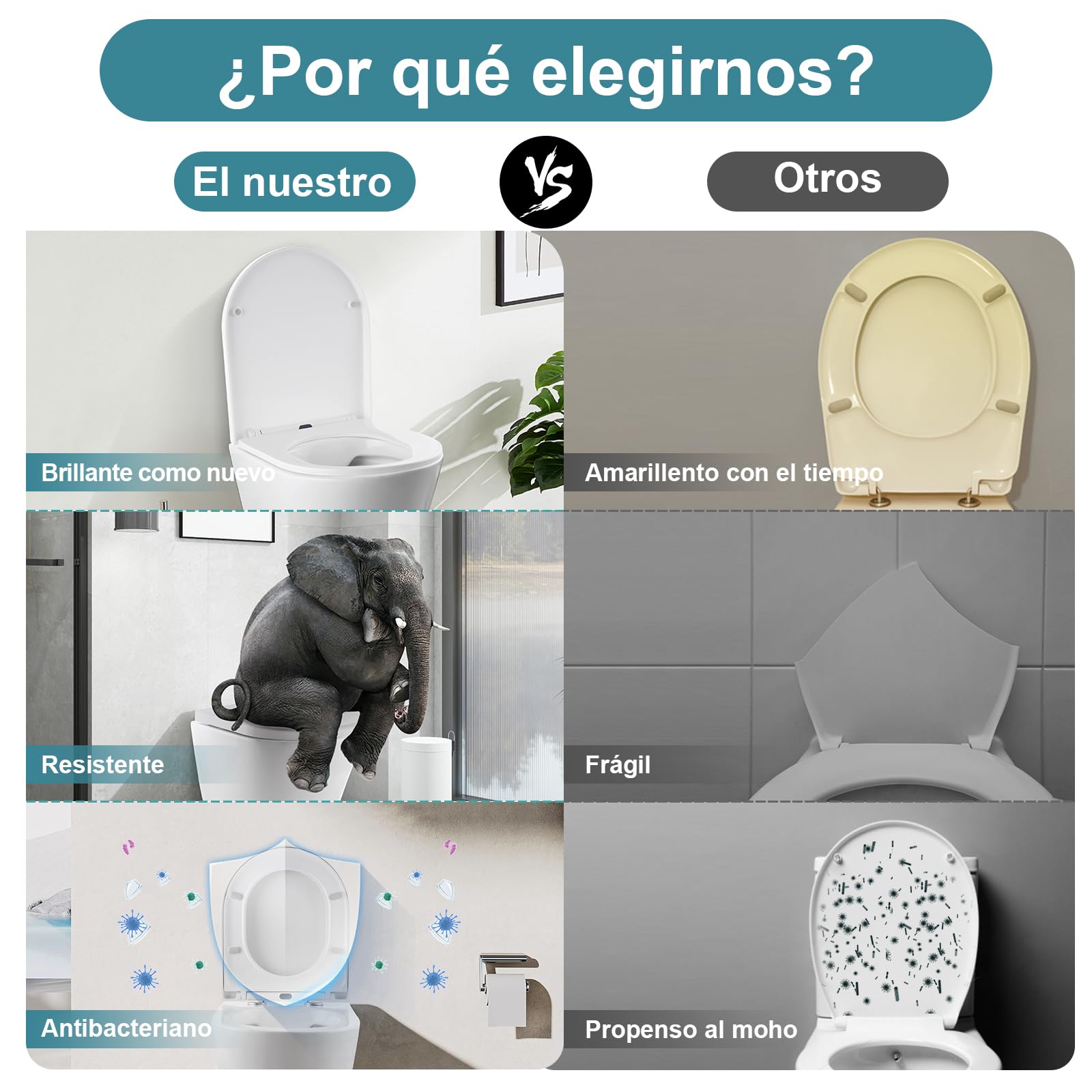 Tapa WC Universal Amortiguada D-Forma 430x360 mm, Tapa Inodoro con Cierre Suave, Asiento Inodoro Blanco, Tapadera WC de Duroplast, Tapa de Vater Montaje Fácil, Tapa de WC para Familia y Baño