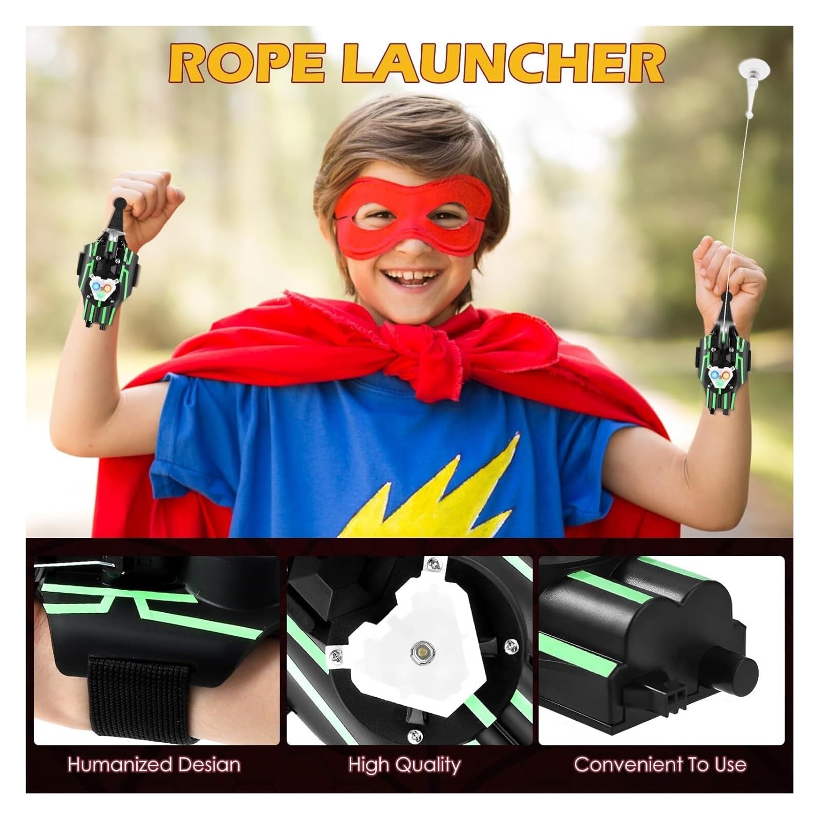 Lanciatore di ragnatele, Spara ragnatele con luce, giocattolo a corda for lanciare , giocattoli educativi divertenti for giochi di ruolo e cosplay for ragazzi ragazze