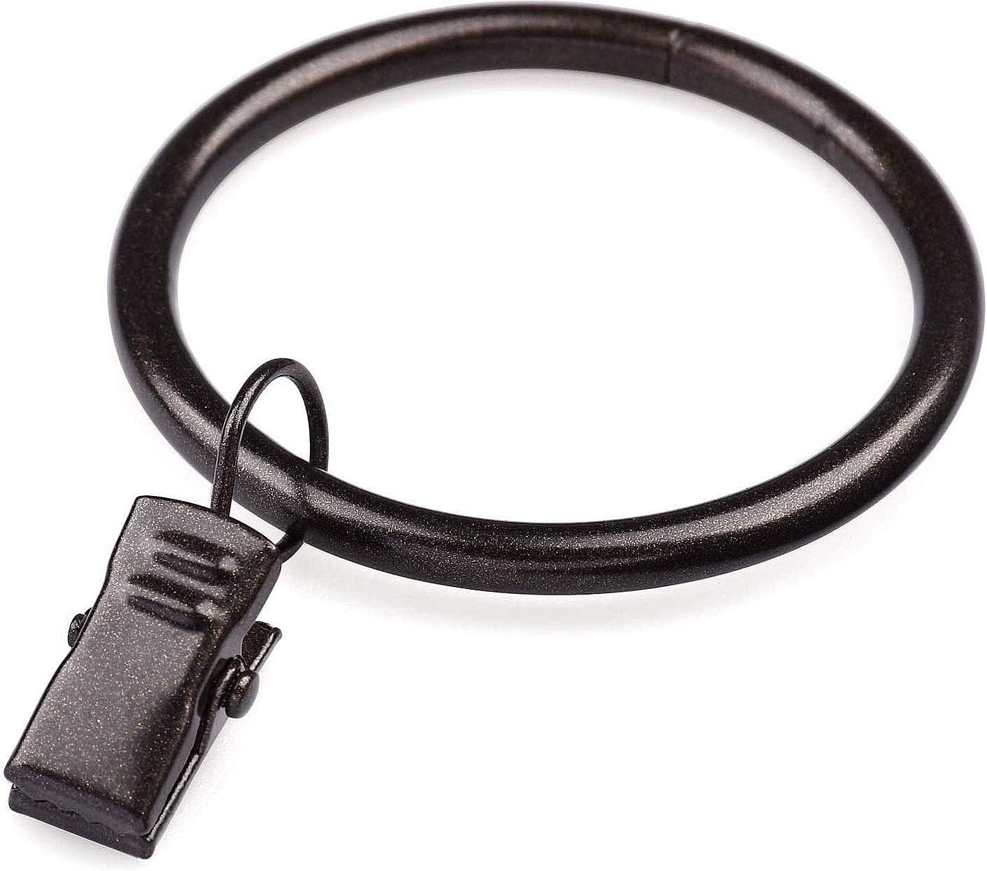 Curtain Rings with Clips - Set of 28, Interior Diameter 1.75inch,Fits Up to 1 1/2 Inch Rod - Oil Rubbed Bronze …