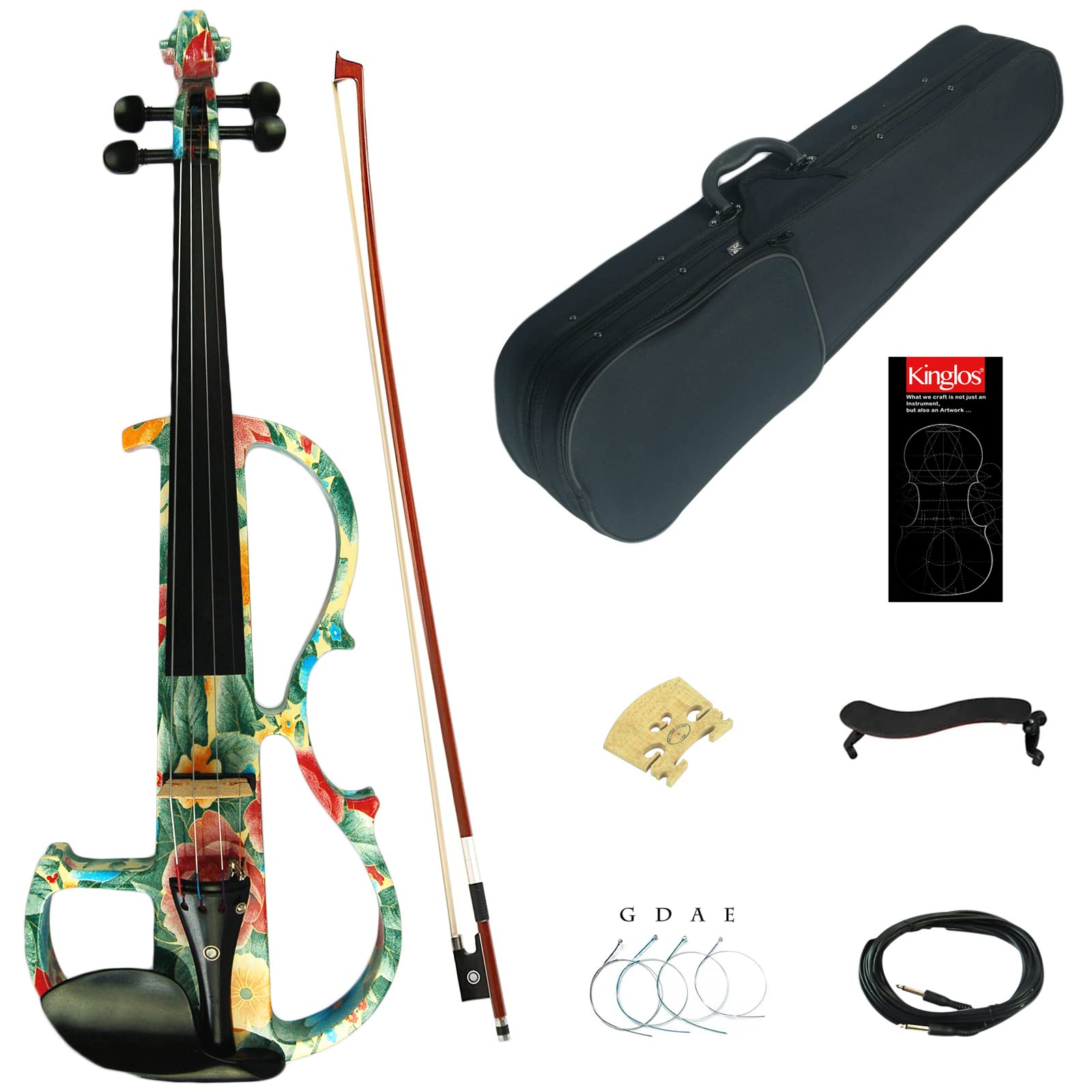Kinglos. Visual-Art Advanced Electric Violin 4/4 Full Size Ebony Fittings