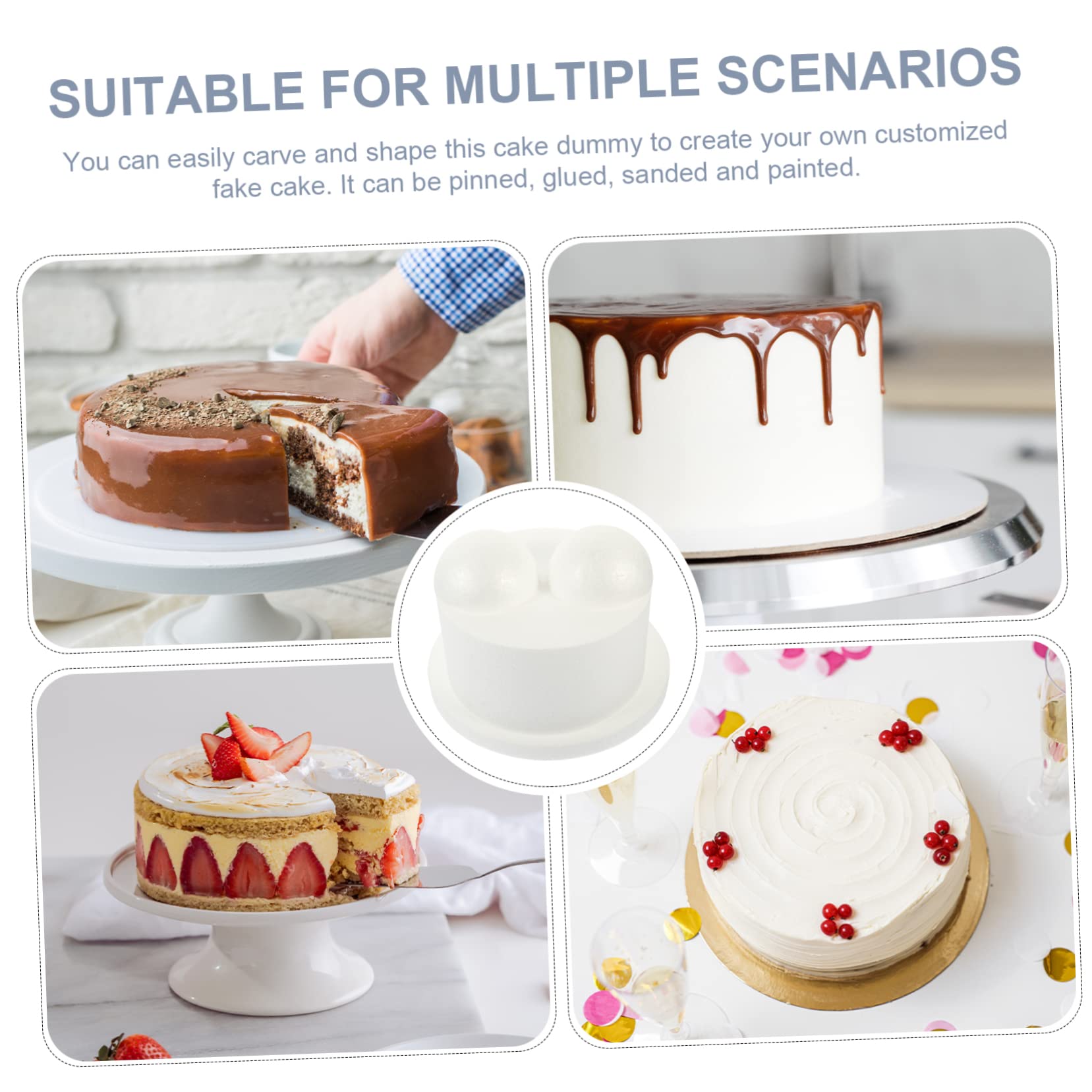 TEHAUX 4piezas Modelo De Pastel para Decoración Herramienta De Entrenamiento De Pasteles Falsos y Accesorios para Bodas y Cumpleaños