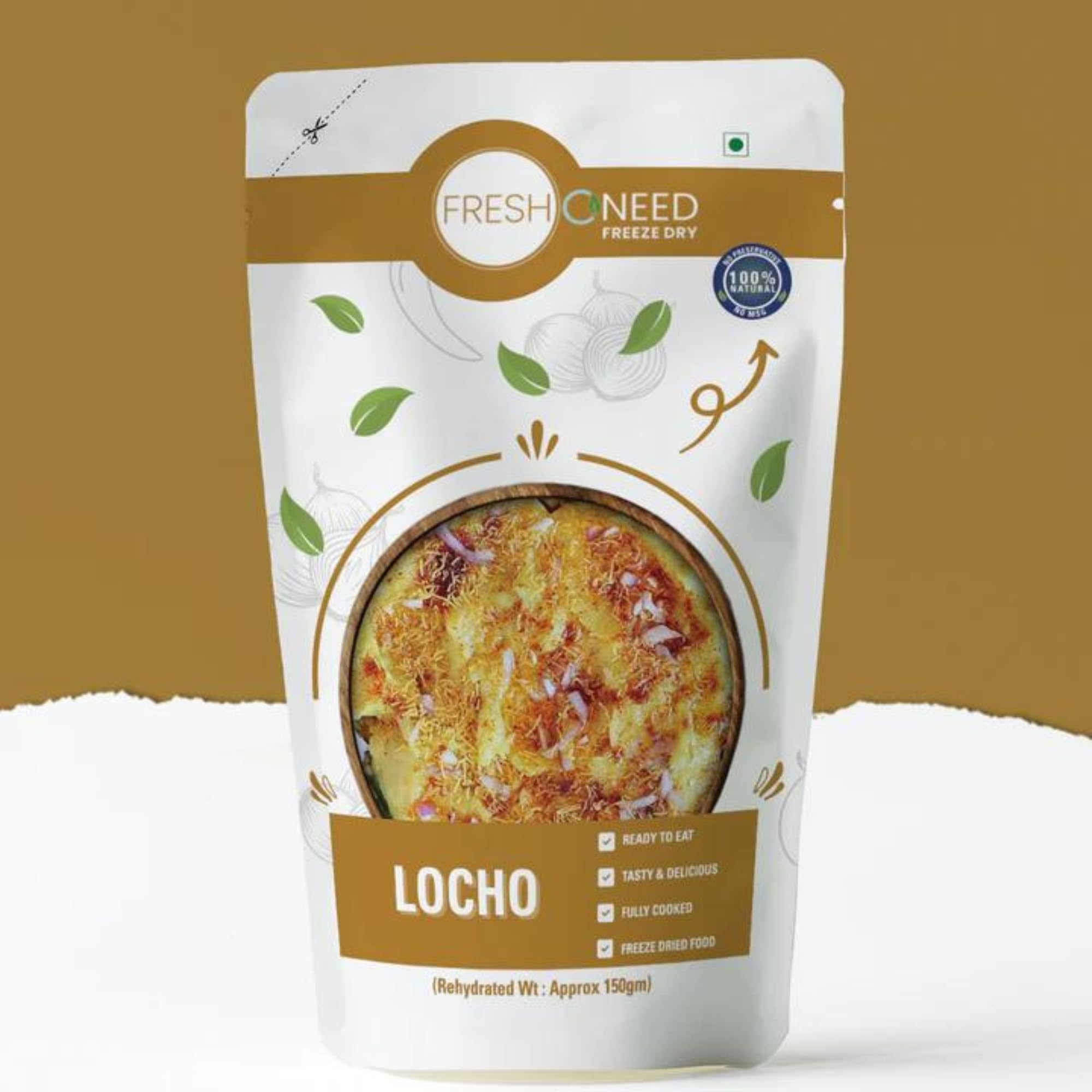 FreshOneed Locho | After Cooking Yields 150g | Single Serving Each | Soft & Spicy Gujarati Snack | 100% Natural | No Preservatives | No Chemicals | Freeze Dried Food