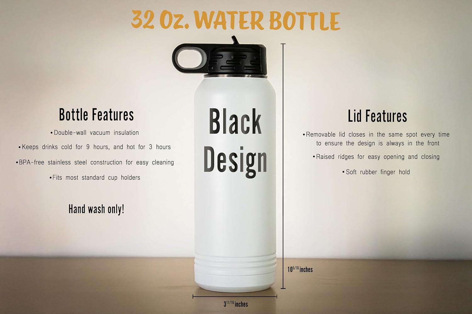 Promotion & Beyond Bowling Coach Gifts for Men - Coach Gift for Women - Flip Top Lid and Straw - Bowling Coaches Appreciation Gift - Insulated Water Bottle 32oz - White, Black Etching