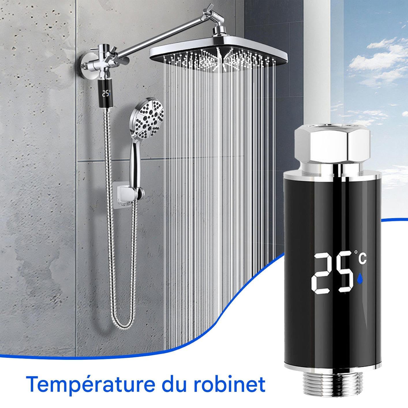 Affichage Numérique LED pour Bain de Bébé - Thermomètres Étanches pour Douche | Indicateur Précis Portable Design Étanche pour Salle de Bain Intérieure, Baignoire, Bébé, Extérieur, Maison