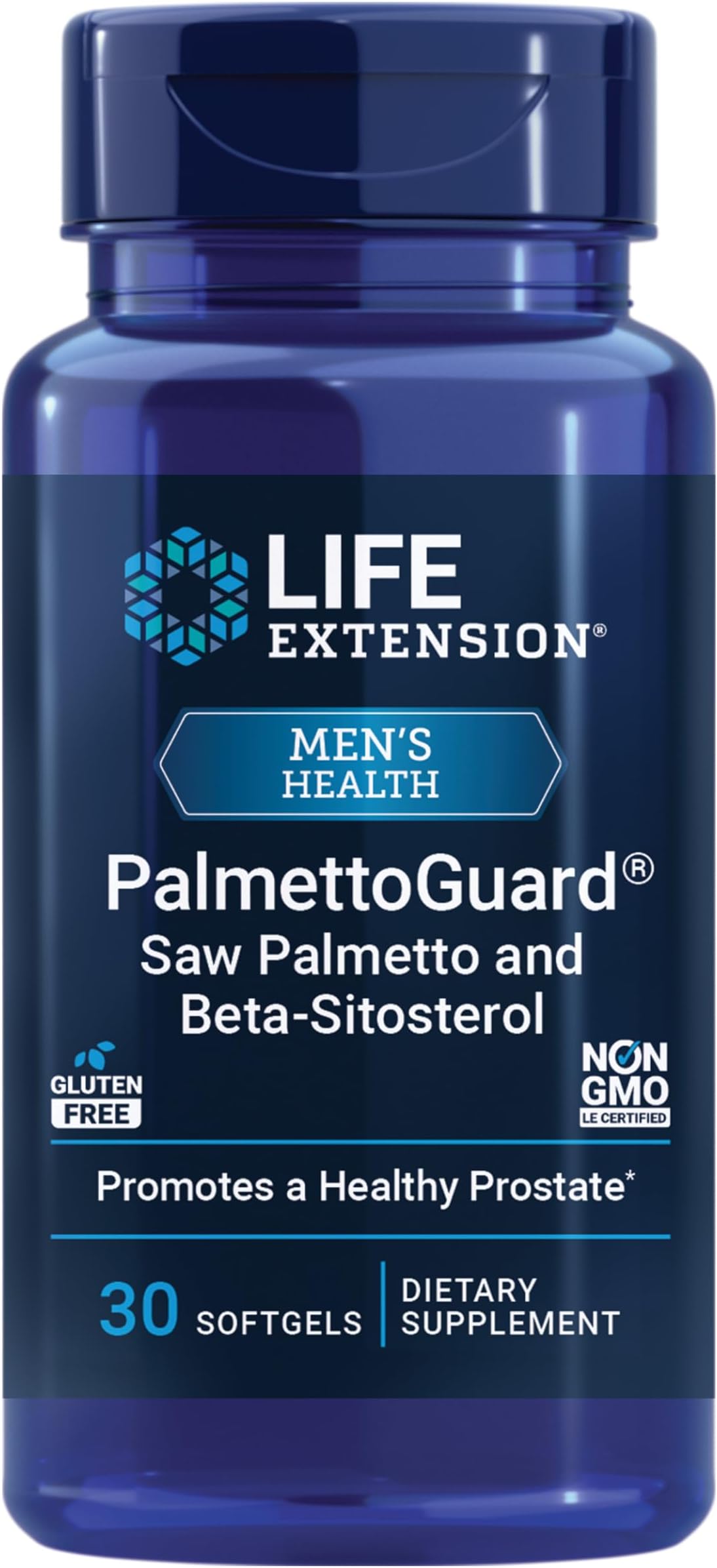 Life Extension PalmettoGuard Saw Palmetto & Beta-Sitosterol – Supports Healthy Prostate Function & Hormone Metabolism Health – Supplements Pills for Men - Gluten-Free, Non-GMO – 30 softgels