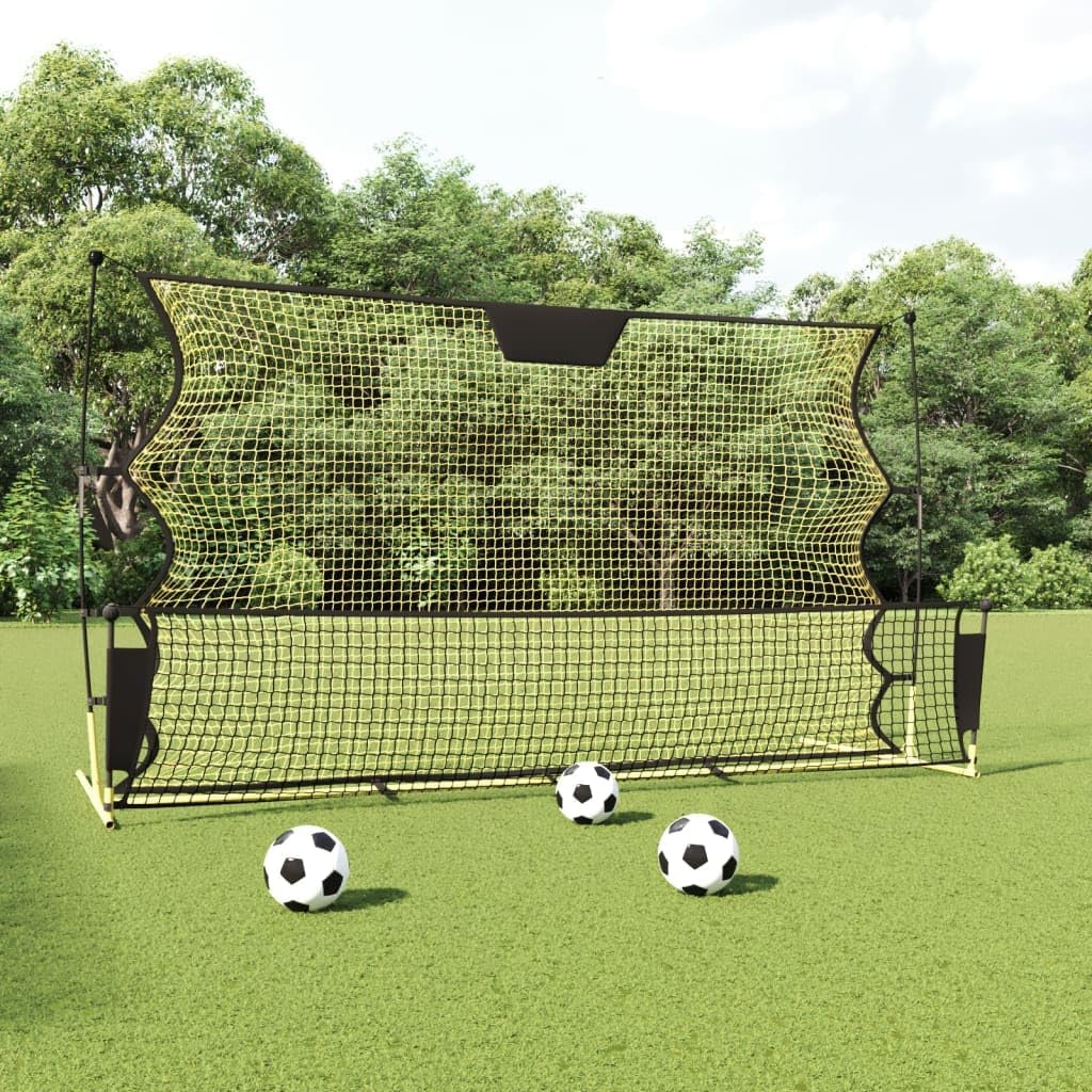 Black and Yellow Football Rebounder Net 72"x33.5"x47.2" Polyester for Outdoor Training with Steel Base and Fiberglass Poles, Durable Practice Equipment for Kicking Hitting