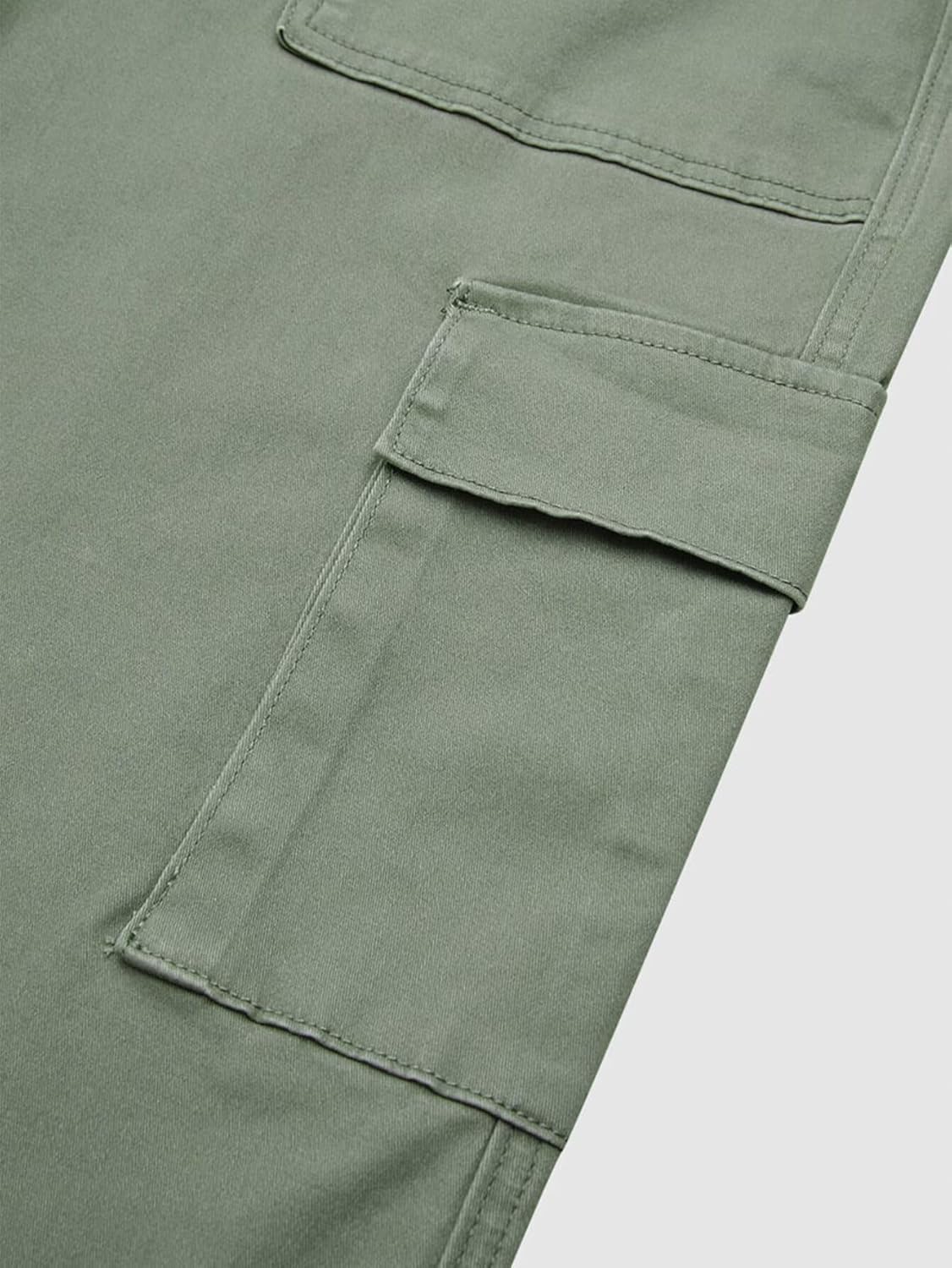 Flamingals Straight Leg Mid Waist Solid Flap Pocket Comfort Stretch Women Casual Pants for Everyday Wear - Image 5