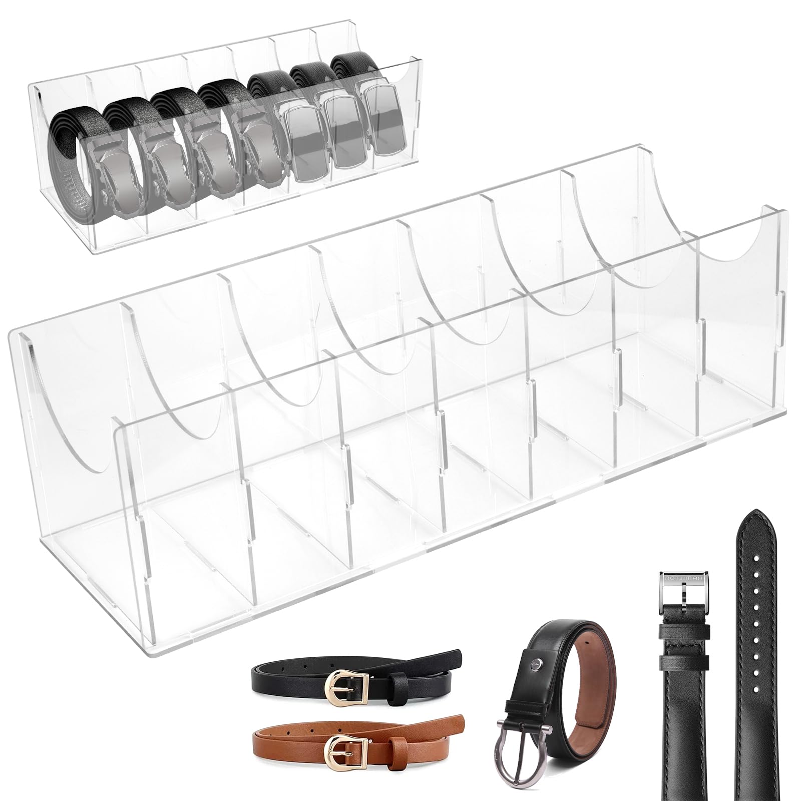 Cinturón De Almacenamiento, 7 Compartimentos, Organizador De Cinturón Acrílico, Caja De Visualización Transparente Apilable Para Uso Doméstico, Soporte Para Cinturóns Para Hombre Para Corbata