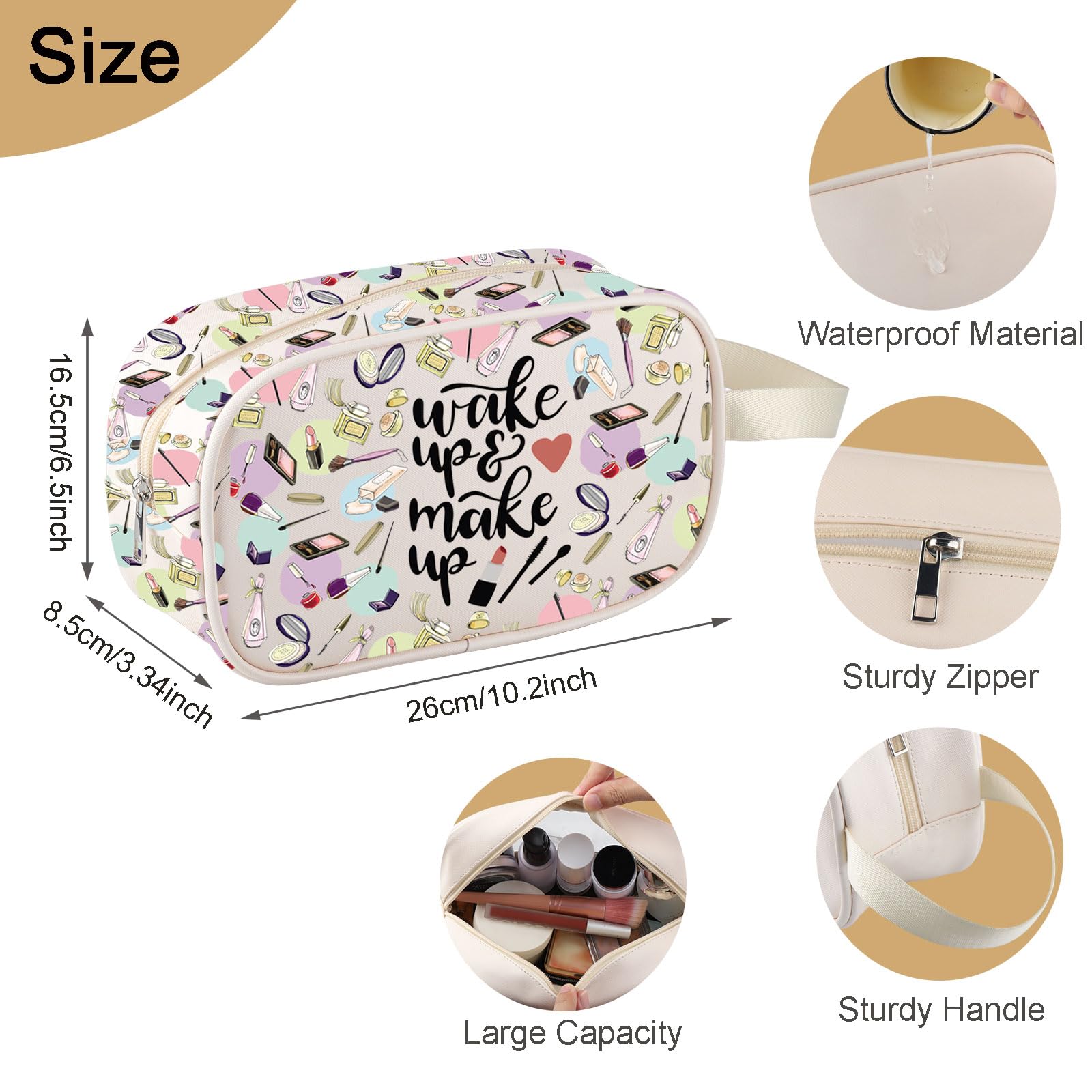 Wake Up and Makeup Cosmetic Bag Beauty Artist Gift Cosmetology Gifts for Women Beautician Gift Esthetician Clear Travel Pouch (Beauty Artist Clear Bag-UK) - Image 2