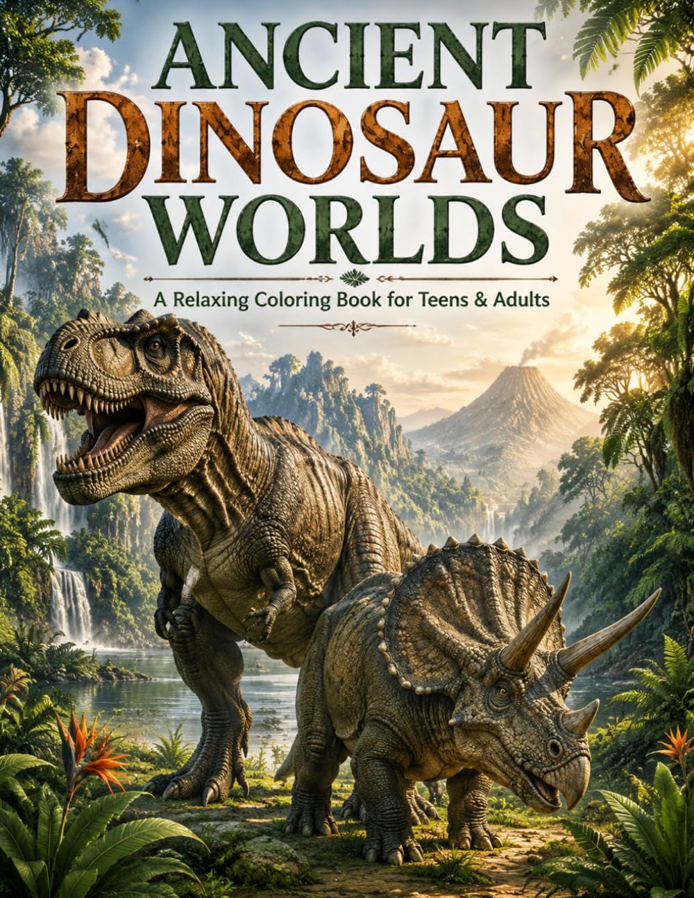 Ancient Dinosaur Worlds: A Relaxing Coloring Book for Teens & Adults
