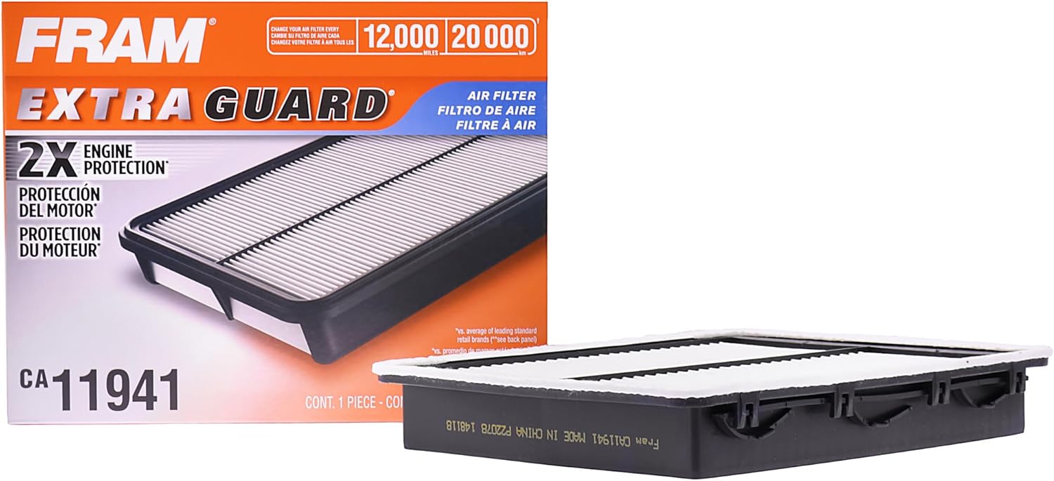 FRAM Extra Guard CA11941 Replacement Engine Air Filter for Select Kia Optima and Hyundai Sonata Models, Provides Up to 12 Months or 12,000 Miles Filter Protection