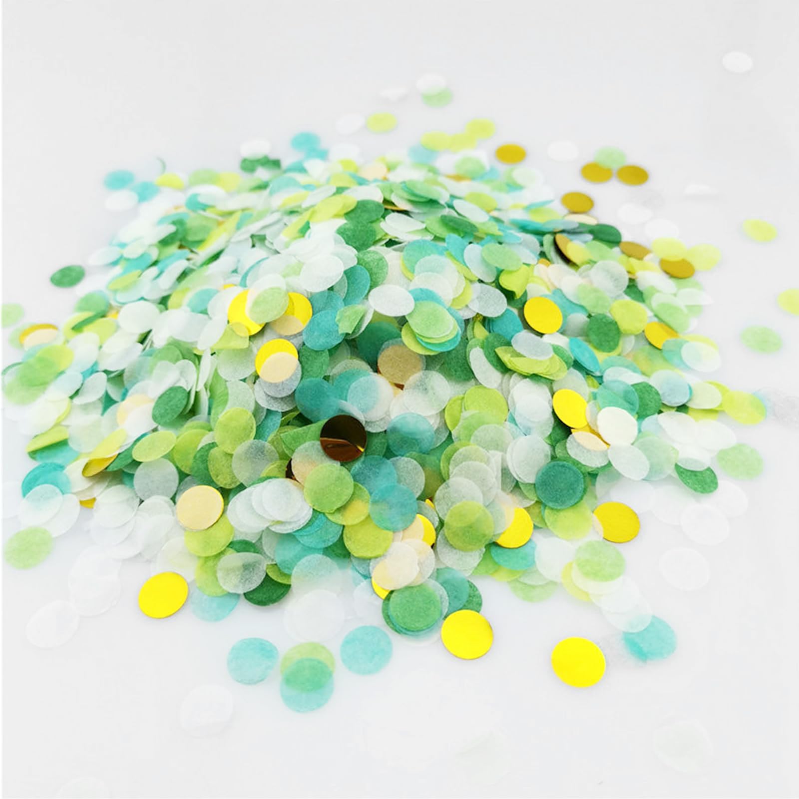 GoldRock Confeti de 50 g para bodas, cumpleaños, color verde, 6000 unidades, redondos, papel dorado, decoración para cumpleaños, bodas, cañones de confeti, decoración de mesa con purpurina para