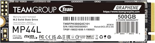 TEAMGROUP TM8FPK500G0C101 - Unidad de estado sólido SSD MP44L de 500 GB, caché SLC, NVMe 1.4, PCIe Gen 4x4, M.2 2280, para laptop y computadora