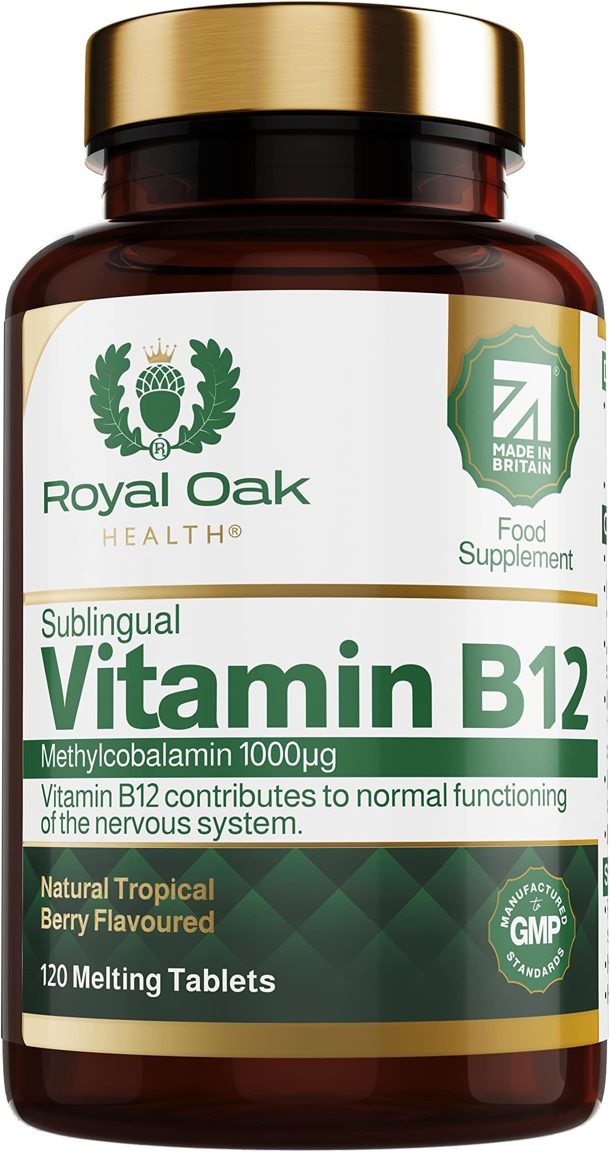 B12 Sublingual Methylcobalamin, Active Form of B12, Supports Energy Metabolism, 1000mcg, Vegan, No Sugar, Tropical Berry Flavor, 120 Fast Dissolve Tablets, 4 Months Supply