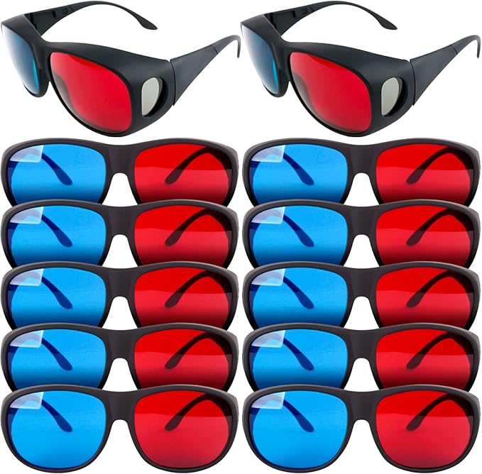 12 Pcs RedBlue 3D Glasses, RedCyan Anaglyph 3D Glasses in