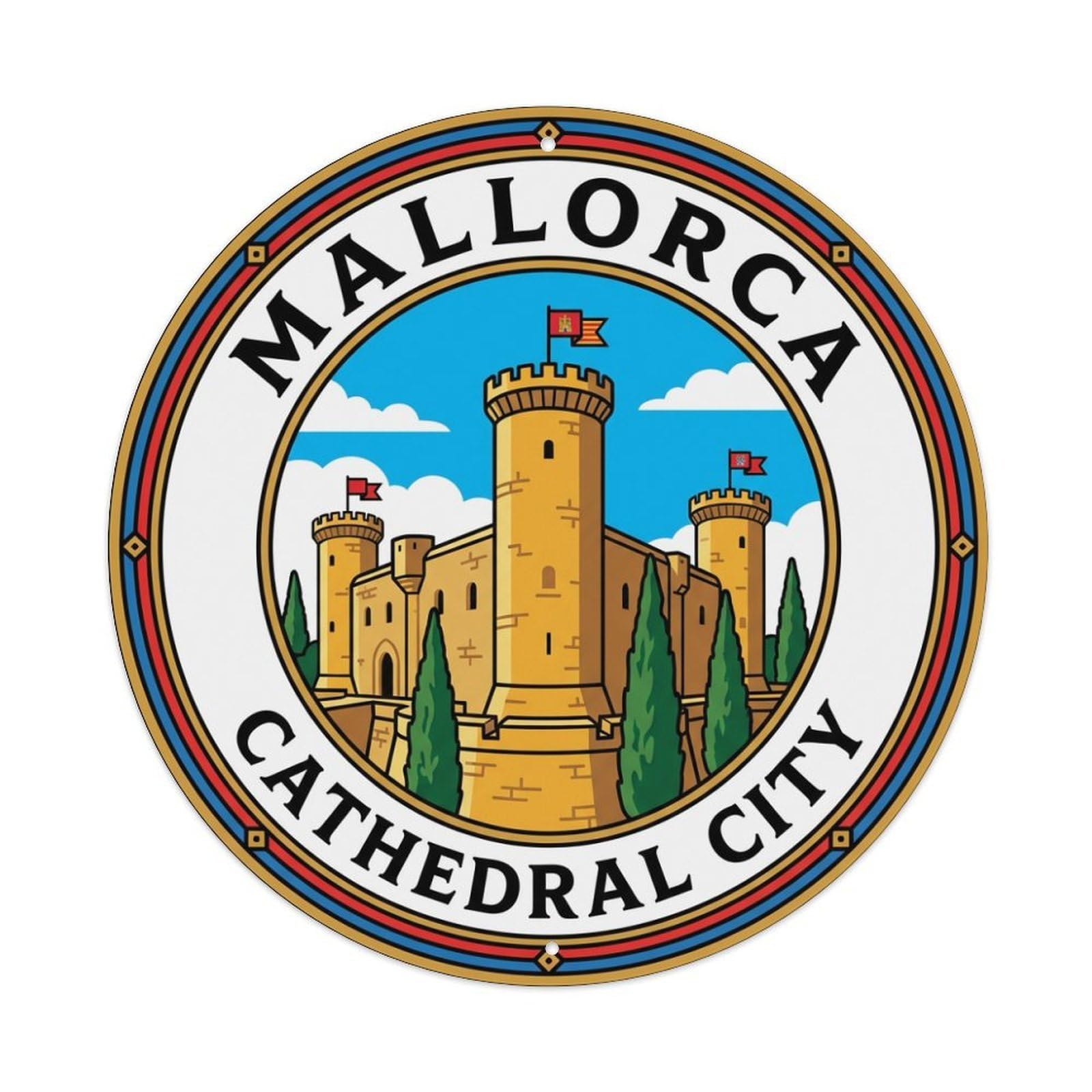 Fyrn Style Metal Tin Sign Vintage Travel Mallorca Spain Kingdom