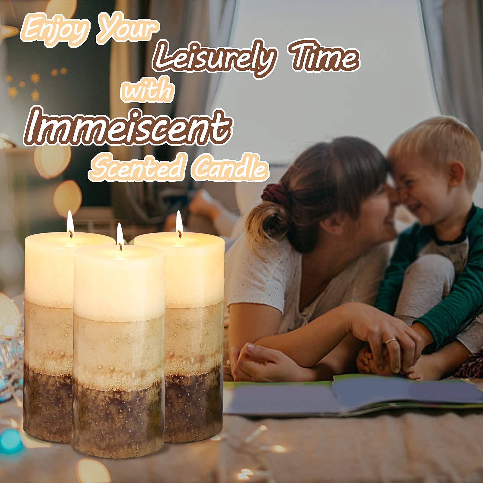 Świece zapachowe z babeczkami waniliowymi, zestaw 3 cętkowanych świec filarowych, aromaterapia bergamotką na wesela, dekoracje domu, spa, restauracja (babeczka waniliowa 7 x 15 cm)