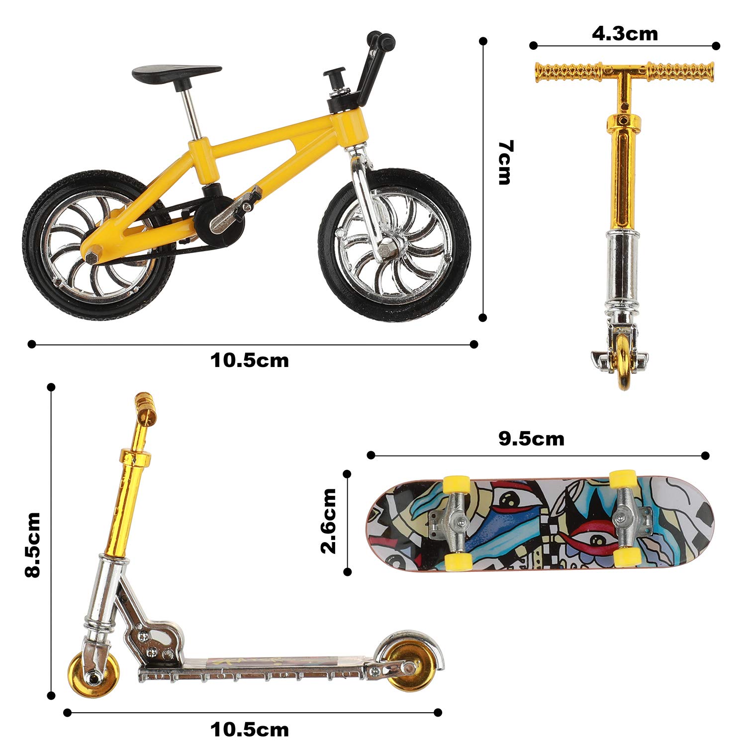 Zestaw do skateparku, mini zabawki na palec, deskorolki, rowery, mała huśtawka z wymiennymi kółkami i narzędziami (17 szt.)