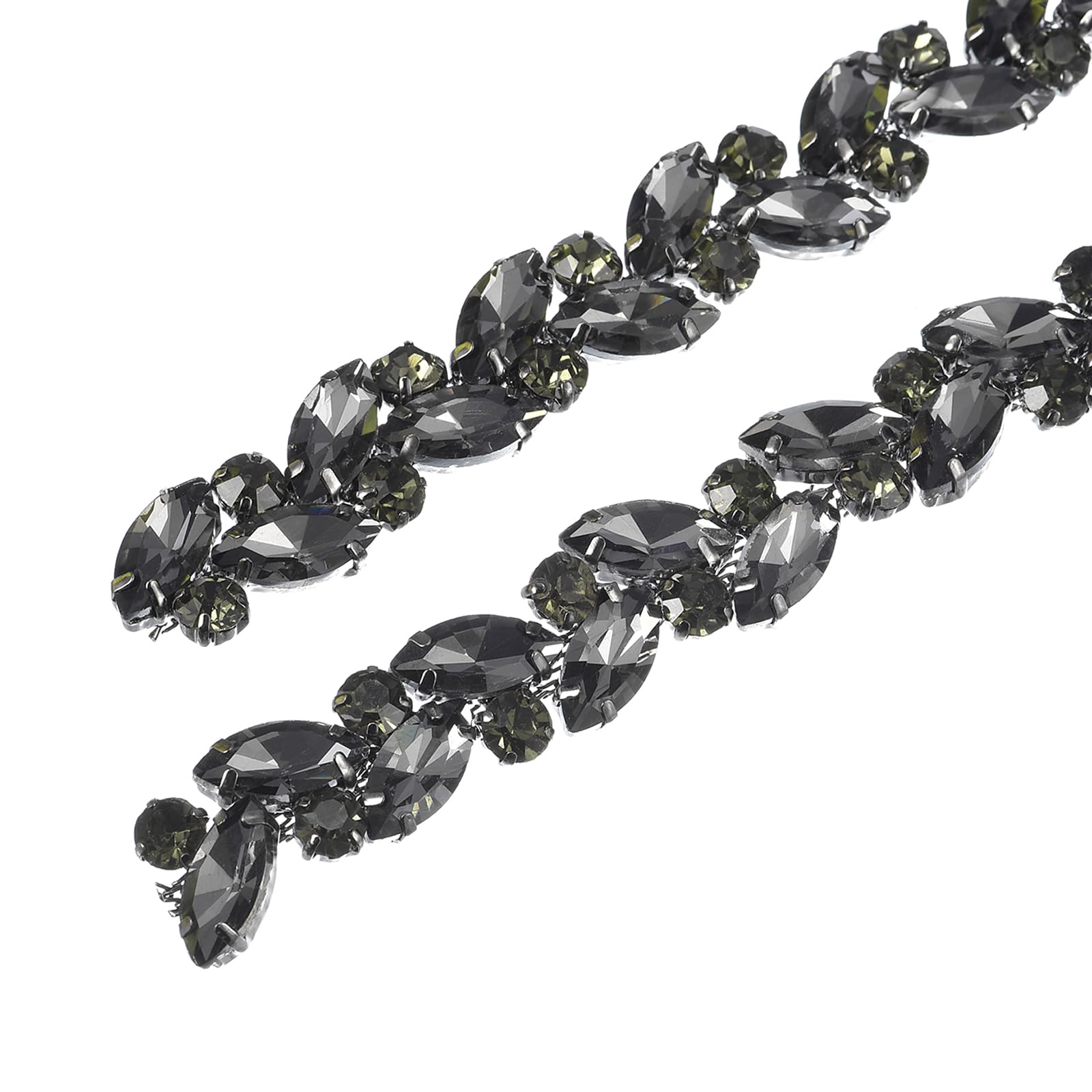 Photo 1 of uxcell 1 Yard Crystal Rhinestone Chain Trim, Diamond Rhinestone Chain Applique for Crafts DIY Sewing Clothing Wedding Party Decoration, Grey