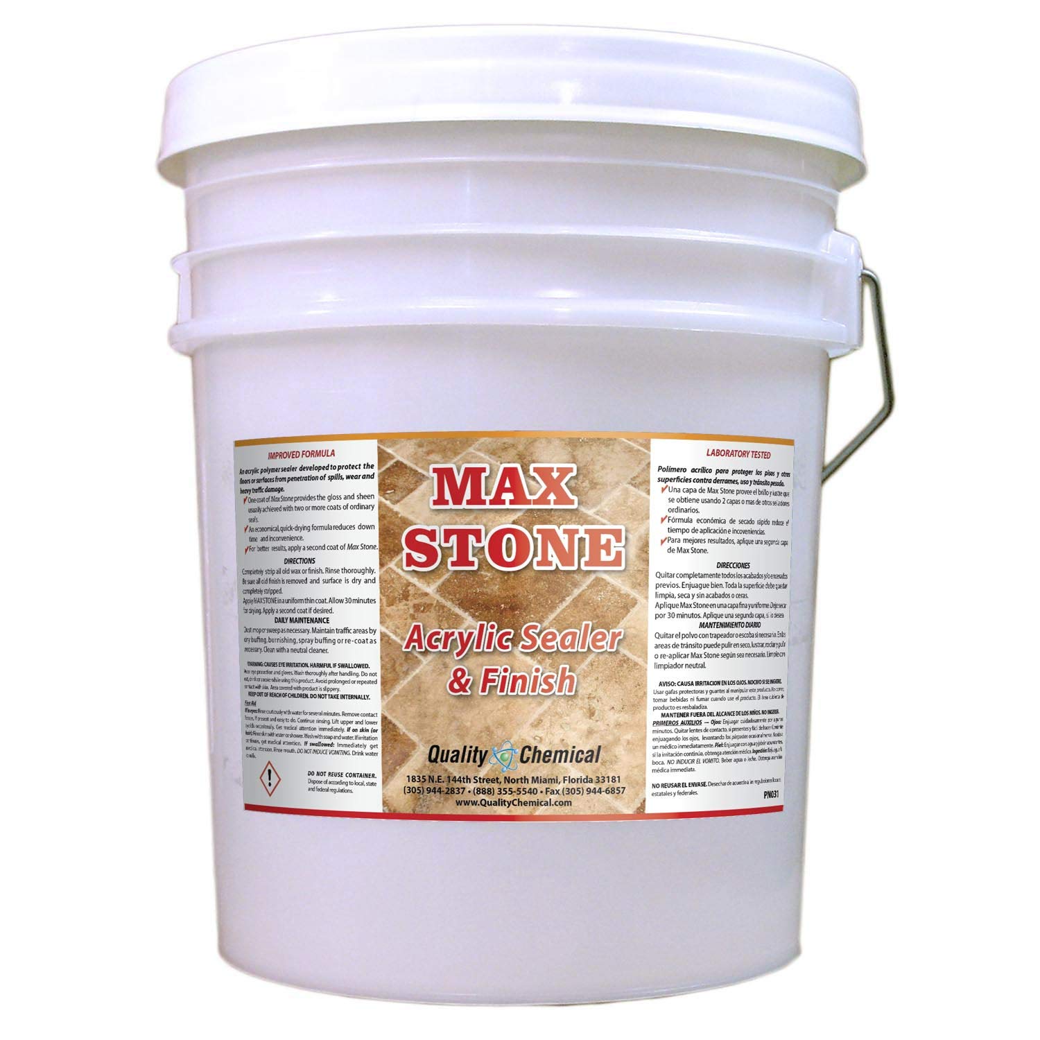 Max Stone Sealer & Finish - an Acrylic Polymer Floor Finish Designed Especially for use on Stone, terrazzo or Marble Floors.-5 Gallon Pail