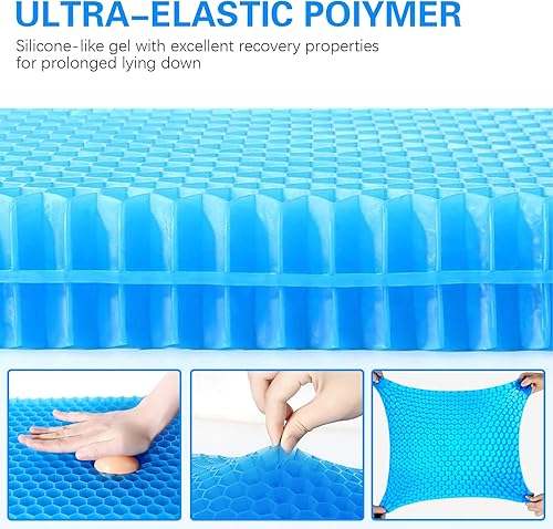 Miniatura 4 de Cojín de asiento de gel más fresco para silla de ruedas, transpirables y frescos, estructura elástica de panal de abeja, alivio de presión, cojín de