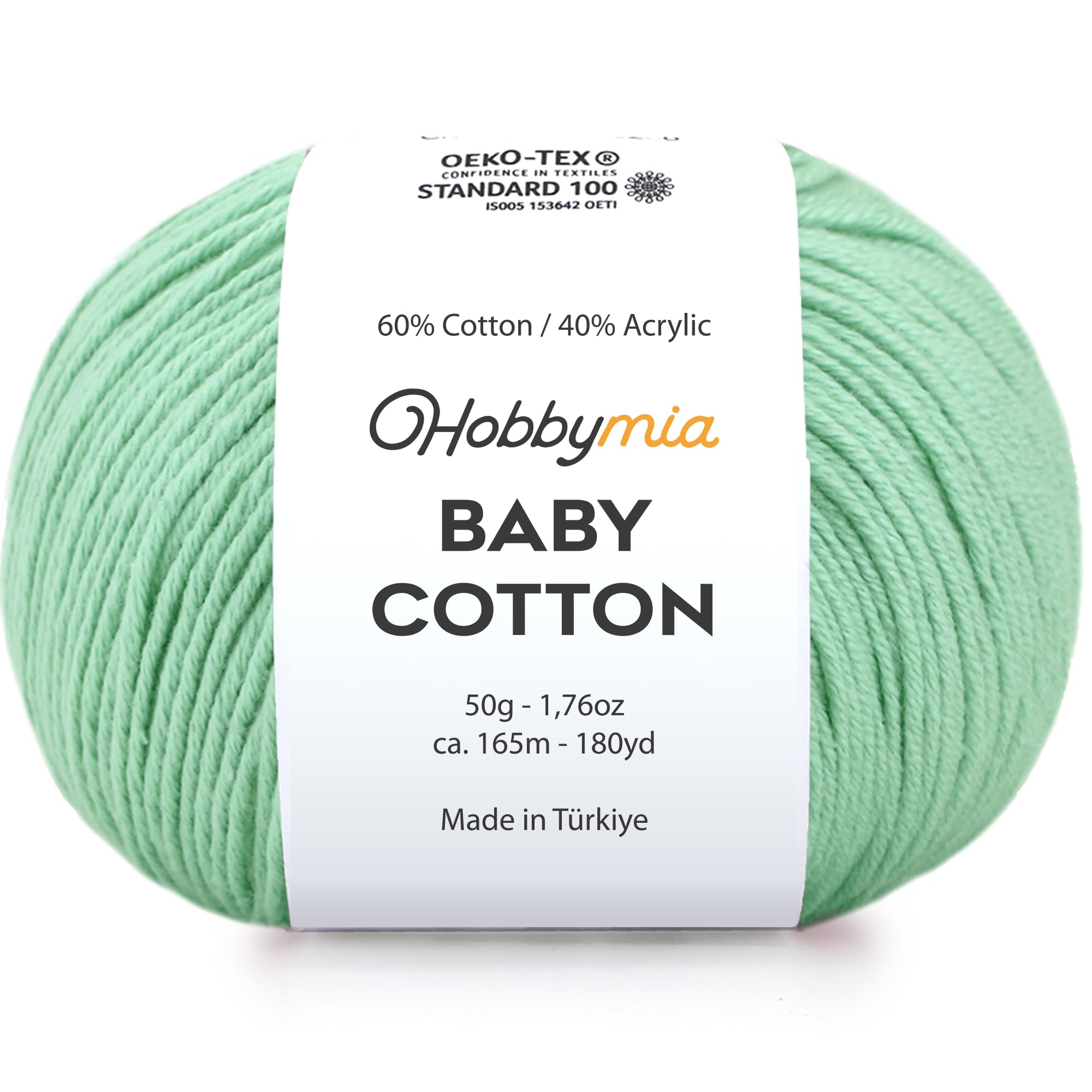 Baby Cotton Blend Yarn – Soft Sport Weight Yarn for Crochet & Amigurumi - 50g/180yds - 60% Cotton 40% Acrylic - Ideal for Baby & Knitting Proj.(Neon Green, 1 Ball) — view 117