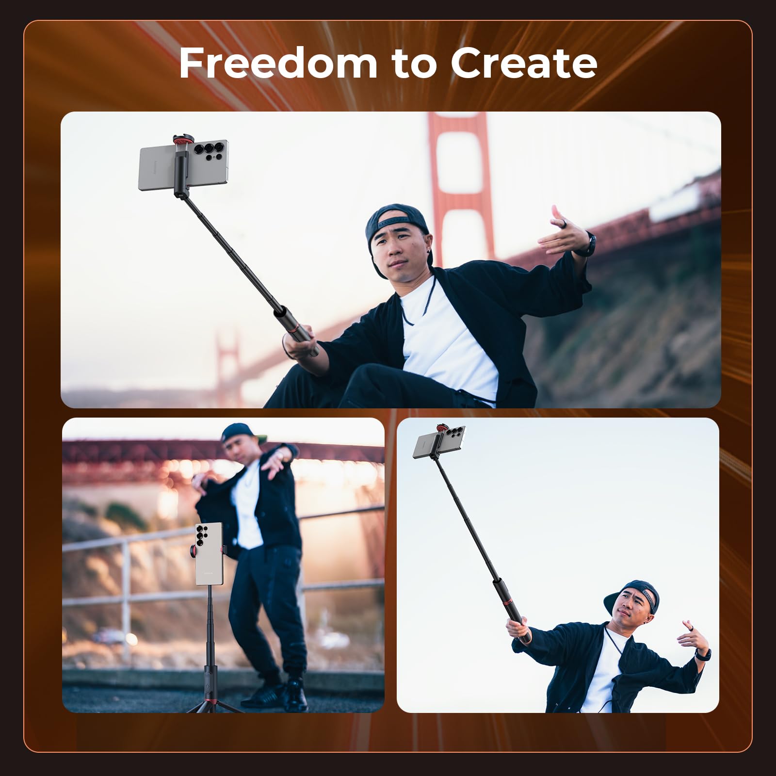 SmallRig x Drex Lee Boom Selfie Stick ST30 Lite, 57,9-calowy automatyczny statyw z pilotem i mocowaniem na stopce zimnej, do iPhone'a, Androida, nagrywania wideo, podróży, vlogowania, czarny 5292