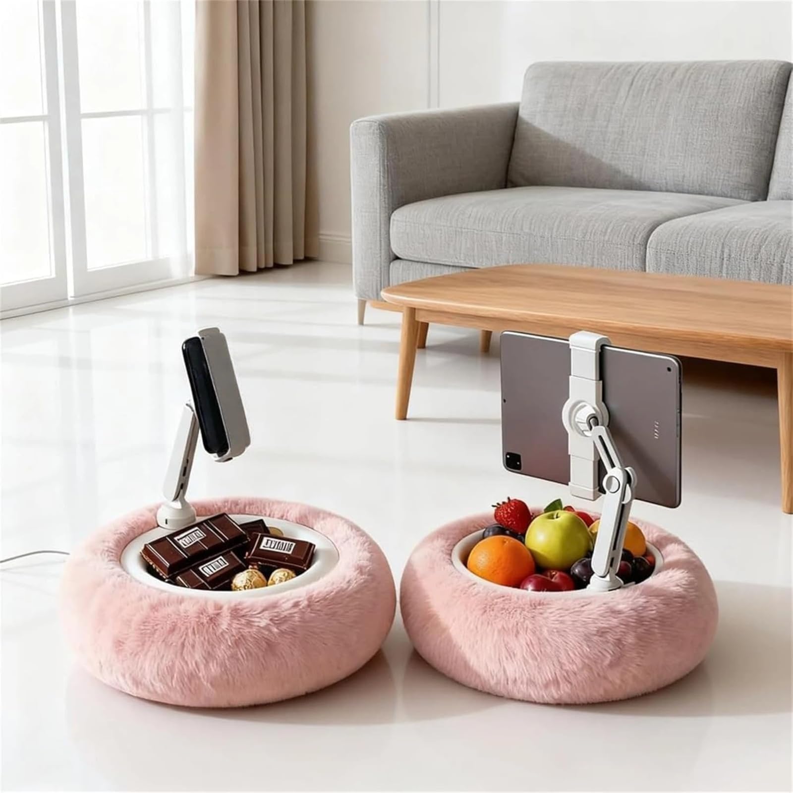 Cuscino in peluche Lazy Phone Staffa morbida delicata sulla pelle regolabile supporto per telefoni e tablet a letto e divano