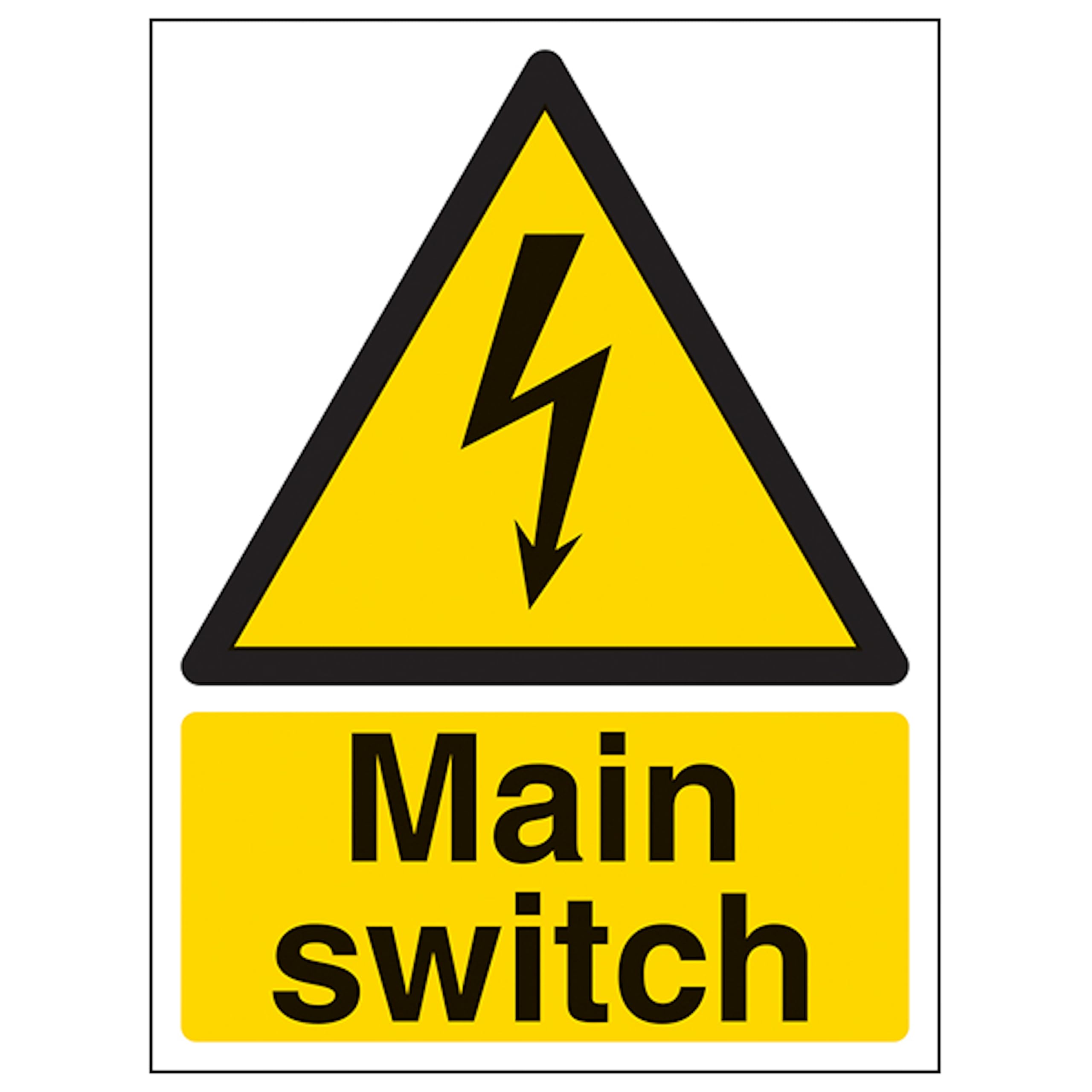 V Safety Main Switch - Portrait 150 x 200 mm - Glow In The Dark 1mm Rigid Plastic Safety Sign