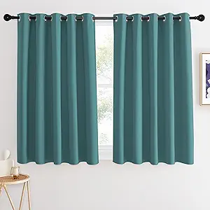 NICETOWN Blackout Curtains 54 Inches Long, Thermal Insulated Room Darkening Curtains for Bedroom, Window Treatment Drapes for Living Room Nursery (W66 x L54 Inch, Sea Teal, 1 Panel)