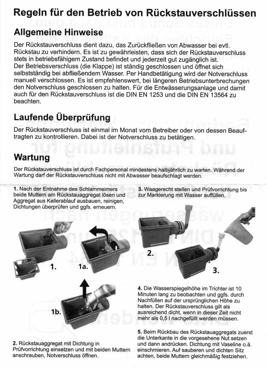RUG Kellerablauf Rückstauverschluss DN110 Bodenablauf Notverriegelung Rückstauklappe