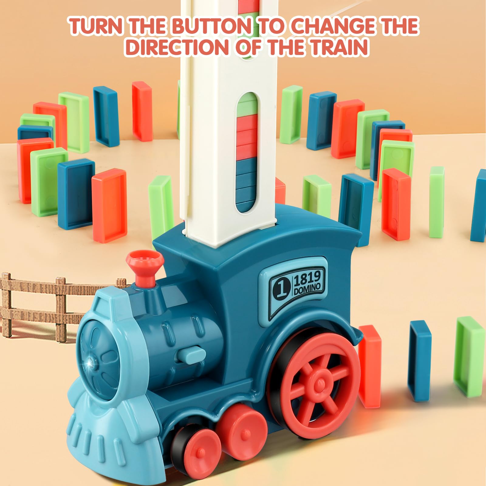 Train Électrique Automatique Domino - Ensemble de 200 Blocs de Construction pour Enfants avec Son