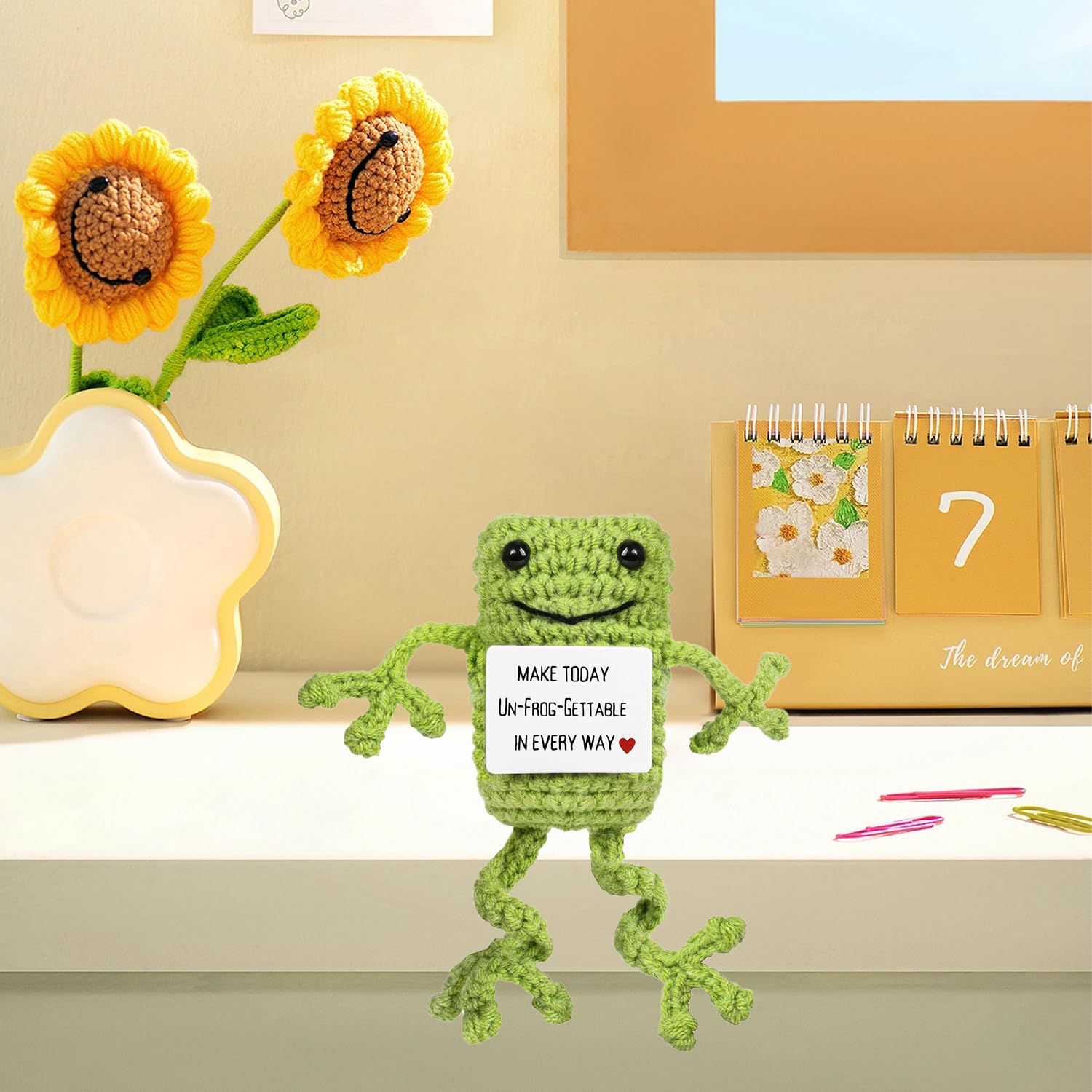 TOYMIS Grenouille Positive Drôle, 17cm Jouet Grenouille Tricoté Mini
