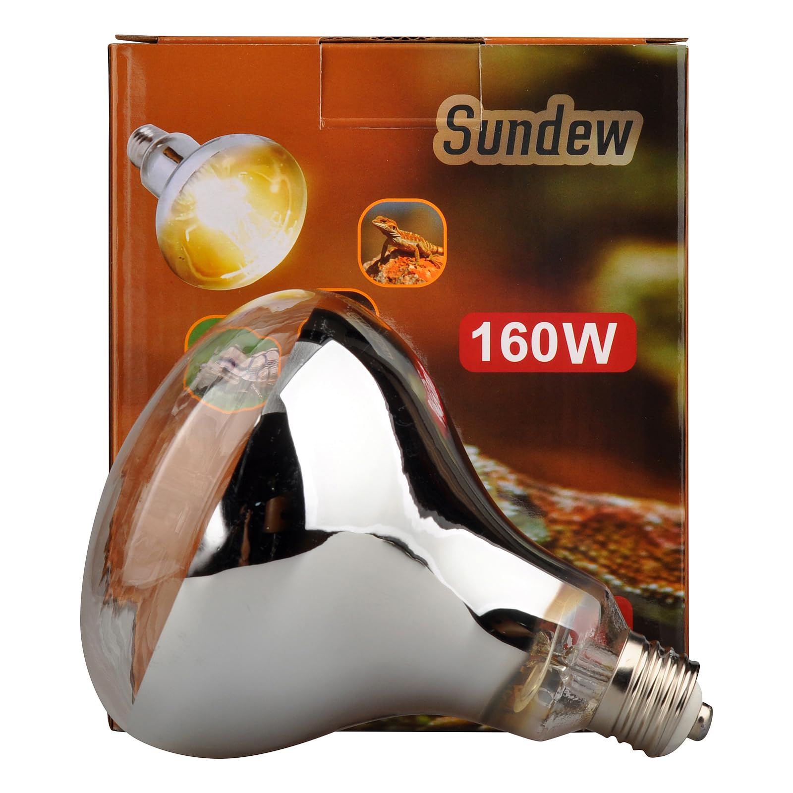 Sundew Lampadina a vapore di mercurio, 160 W, E26/120 V, vetro trasparente, stile R40 (115 mm), lampada di calore UVB + UVA, non per illuminazione generale