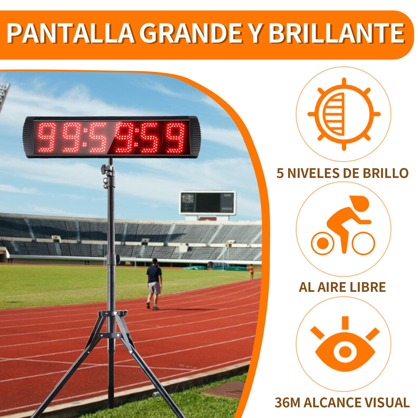 YZ Cronometro, Cronometros Deportivos 5'', Reloj Digital Pared con Countdown/Up CronóMetro, Cronometro Oposiciones Temporizador Digital Led Grande, Temporizador con Control Remoto para Casa Garaje
